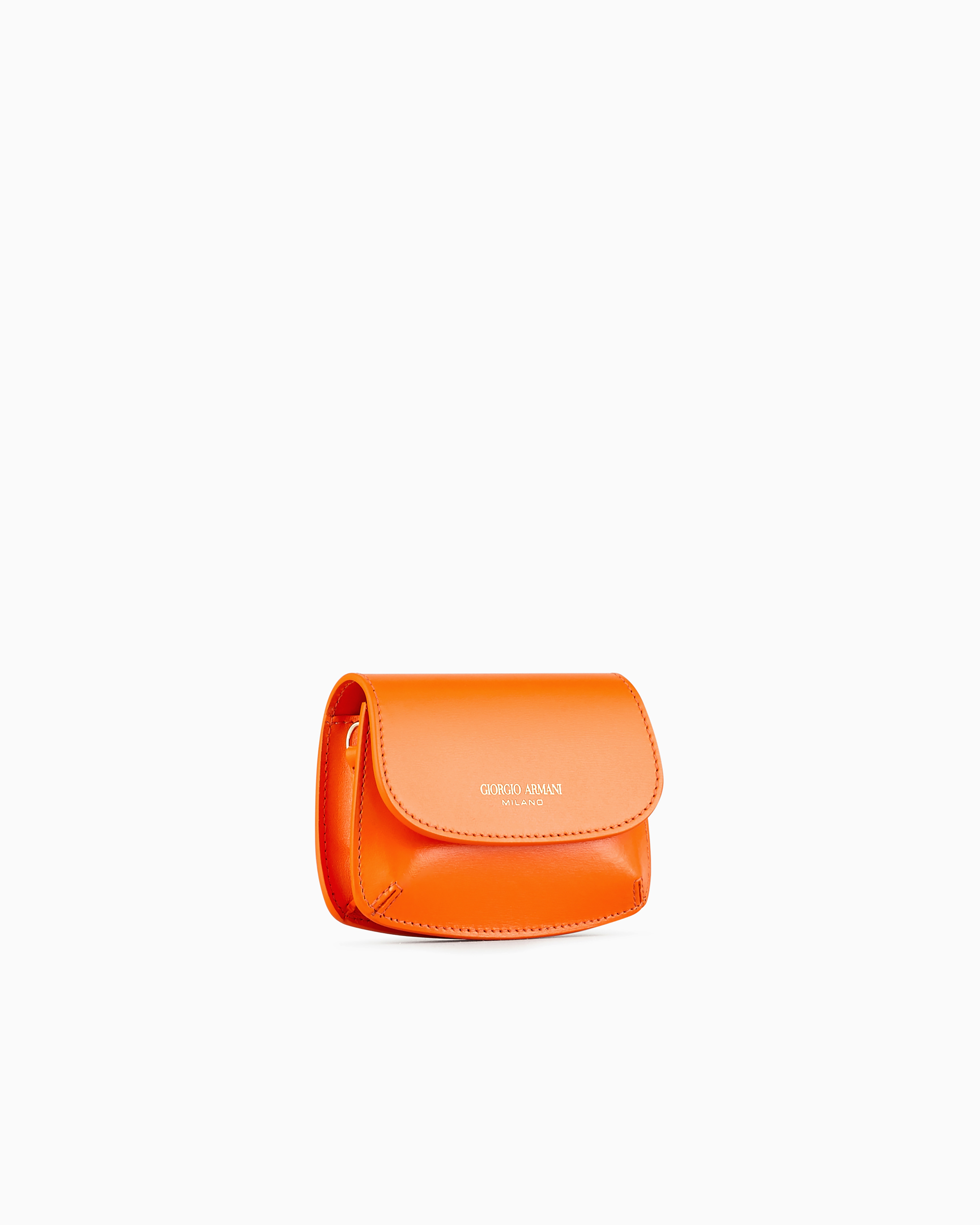 Giorgio Armani Official Store Mini La Prima Charm Handbag In Palmellato Leather In Orange