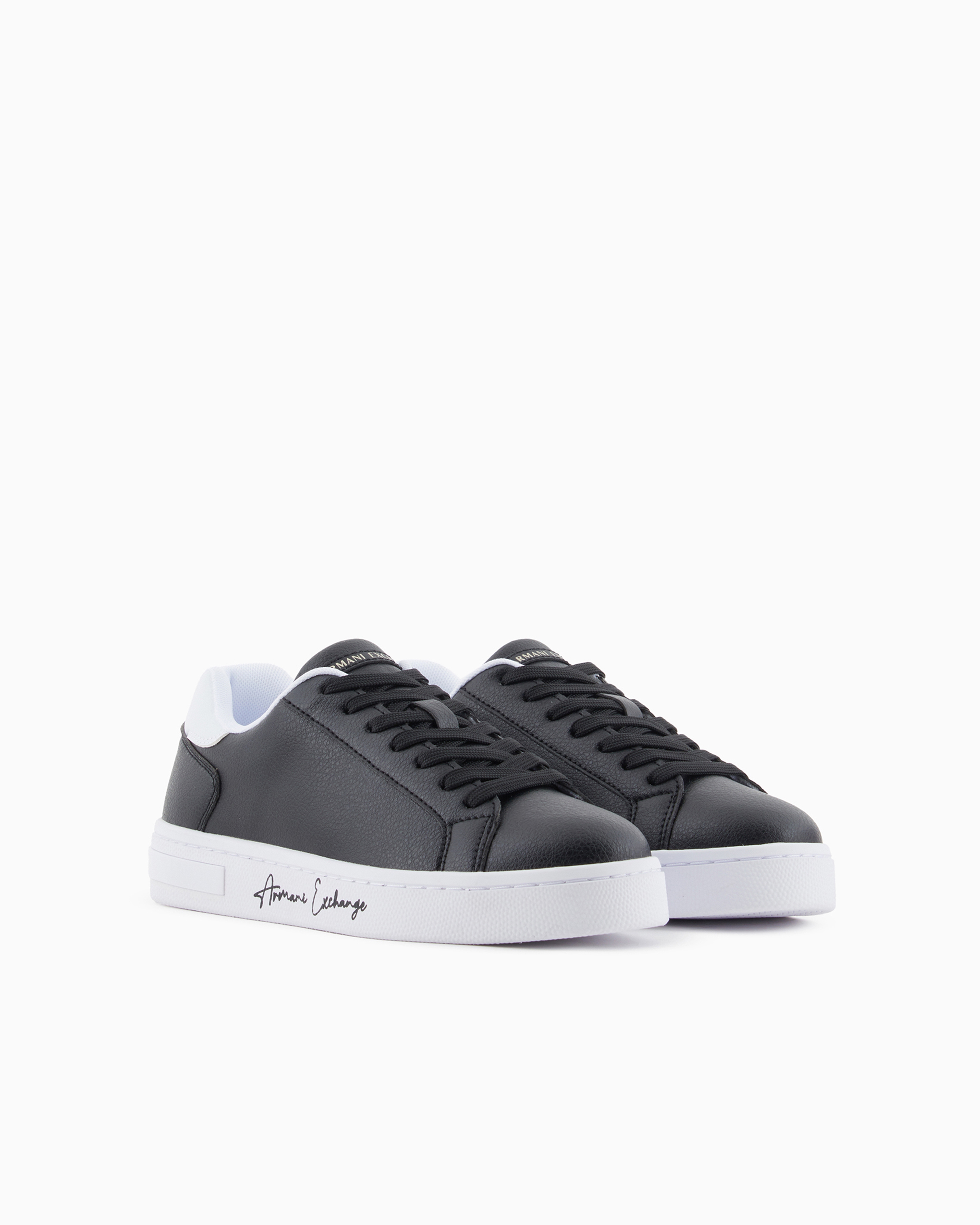 Shop Armani Exchange Sneakers With Signature Logo On The Sole In Black