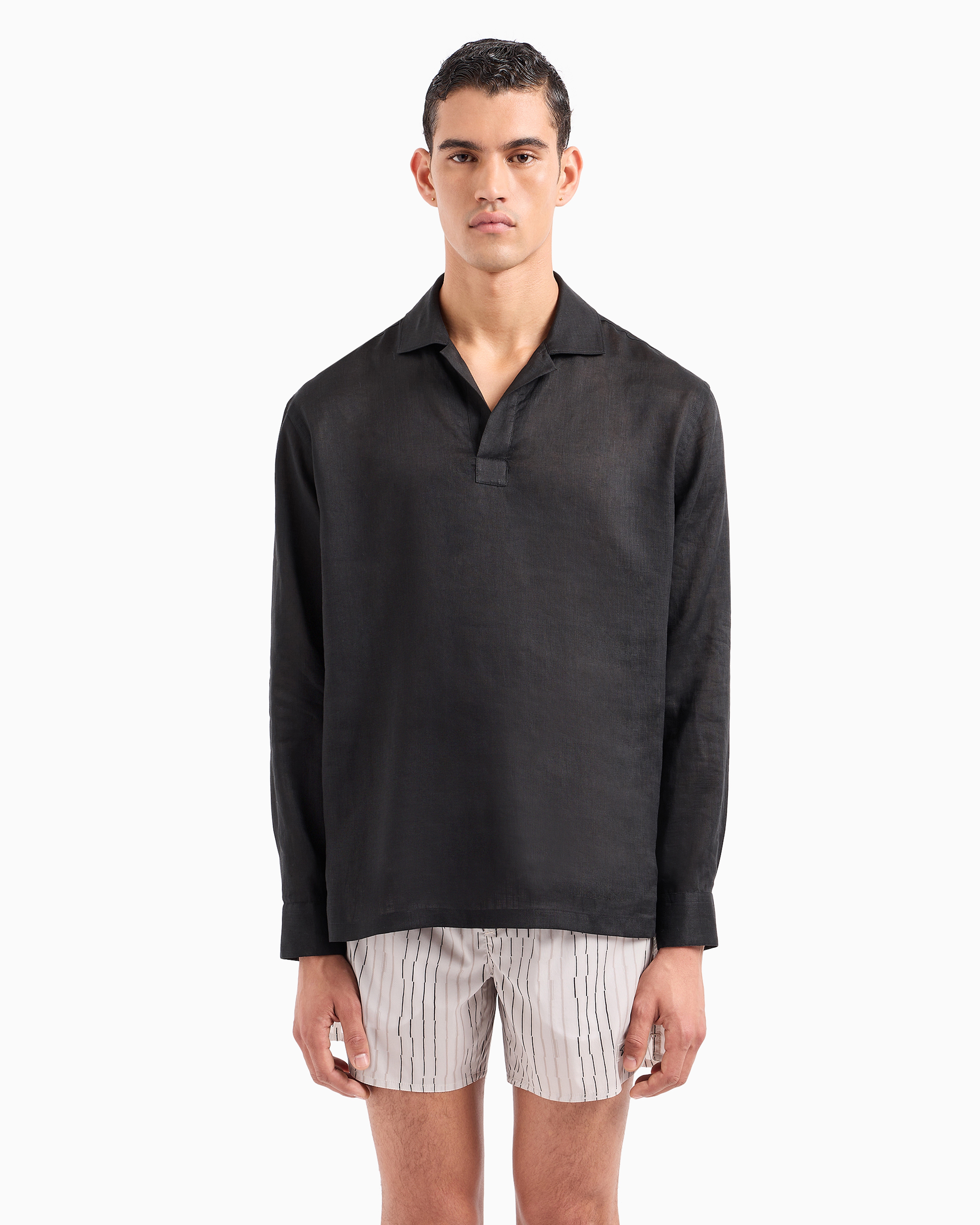 GIORGIO ARMANI SHIRT IN LINEN CANVAS 