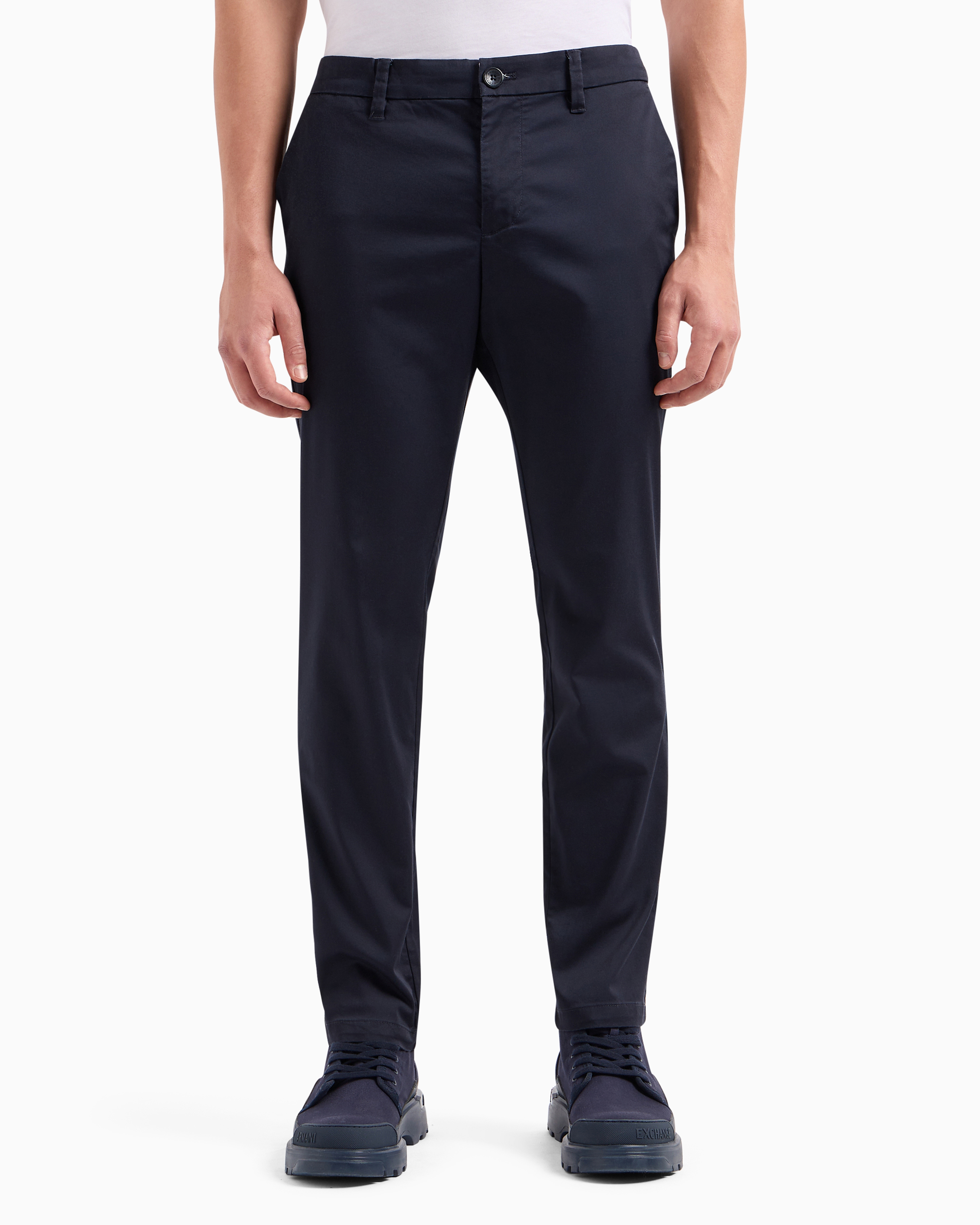 ARMANI EXCHANGE COTTON POPLIN CHINO TROUSERS 