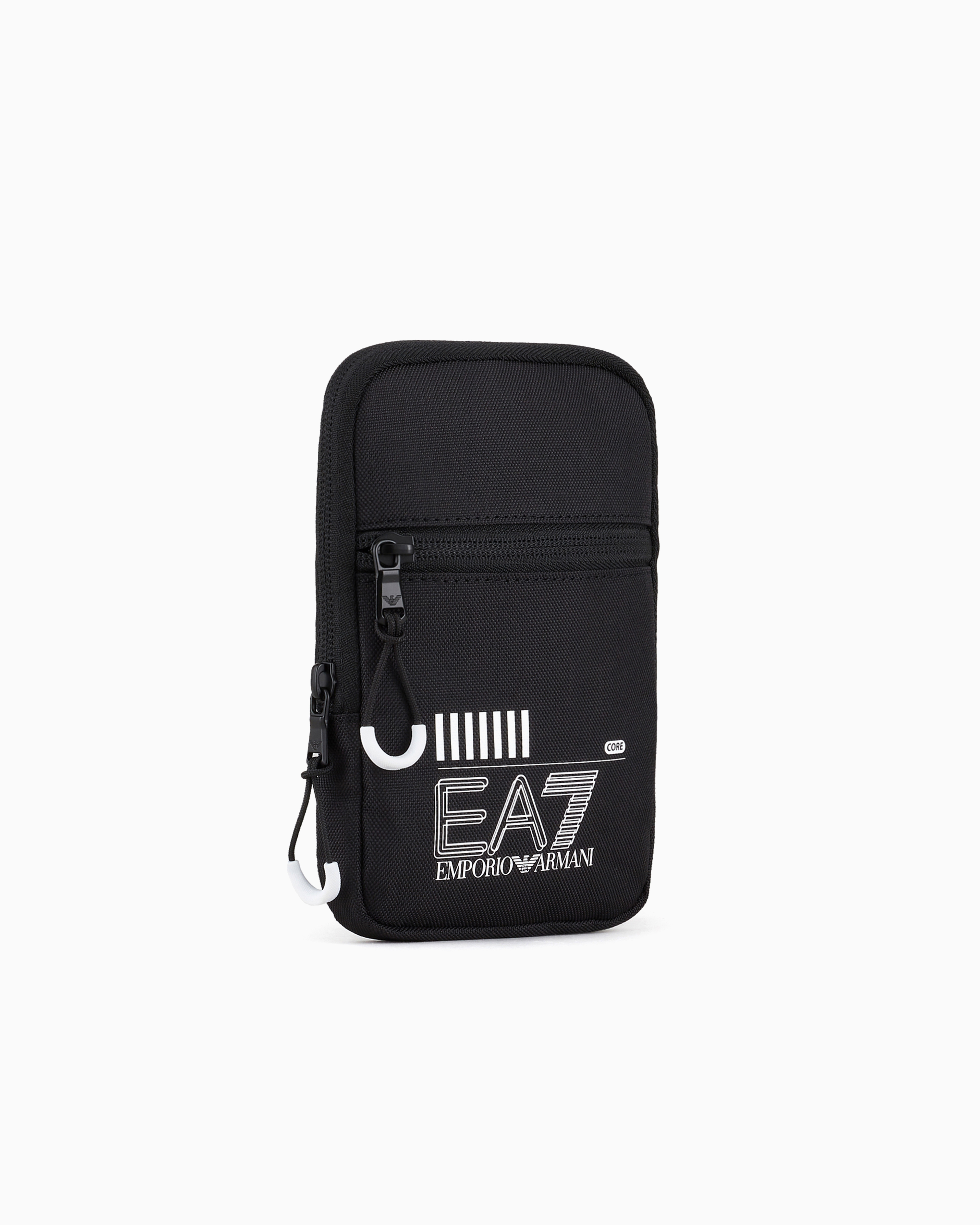 Emporio Armani Recycled Fabric Train Core Mini Shoulder Bag In Black
