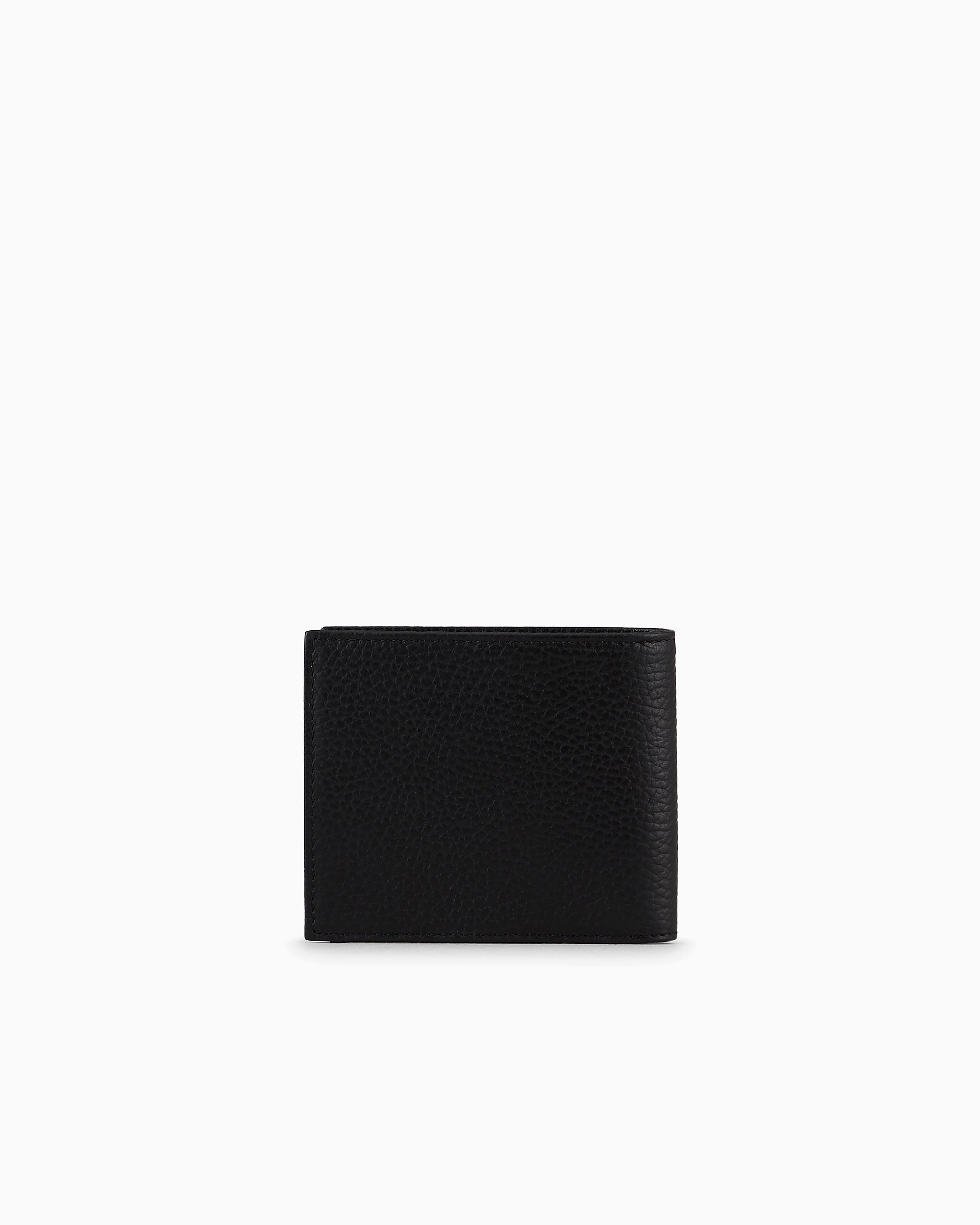 Emporio Armani Tumbled Leather Wallet With Coin Purse In Black