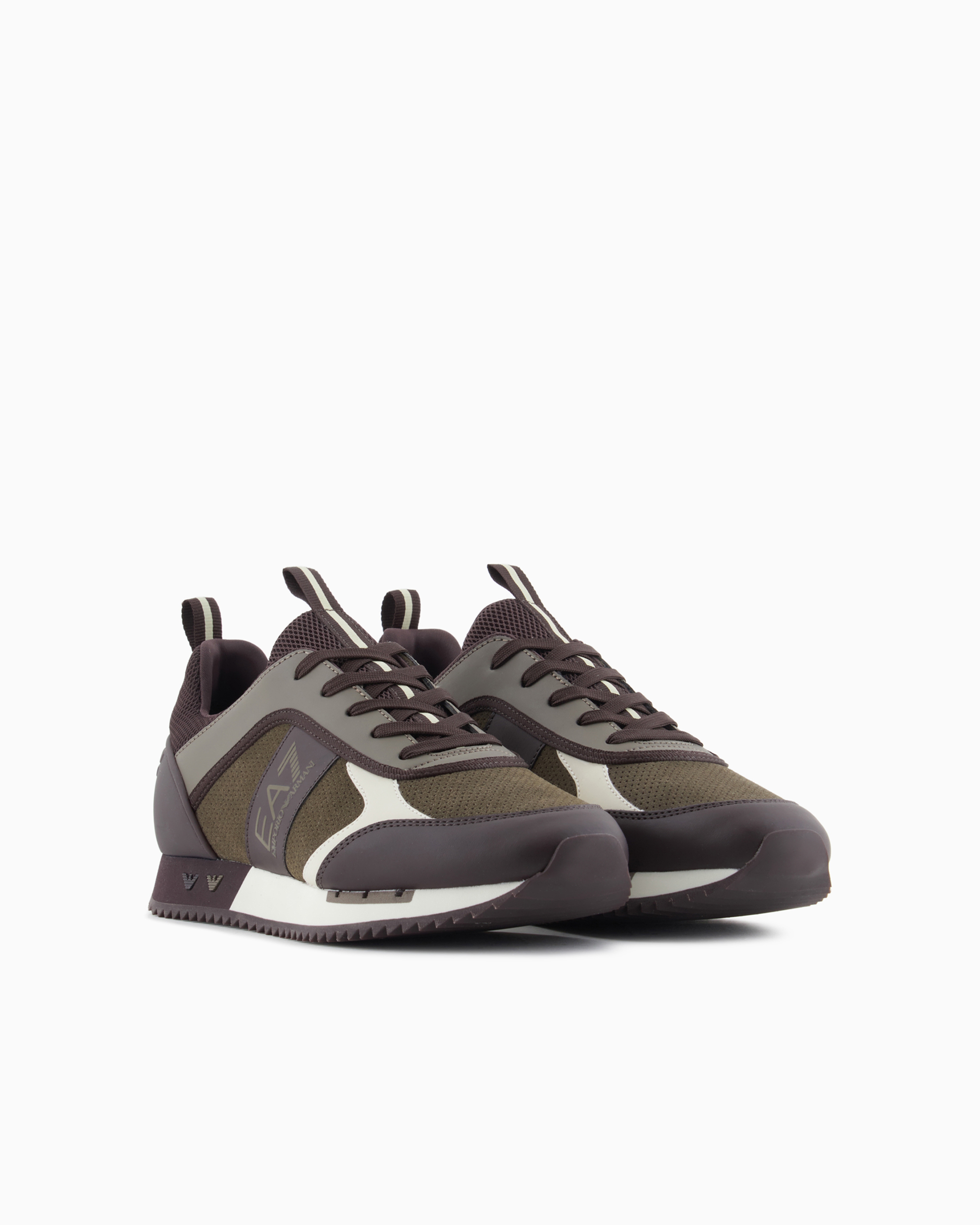 Shop Ea7 Black & White Suede Sneakers In Brown