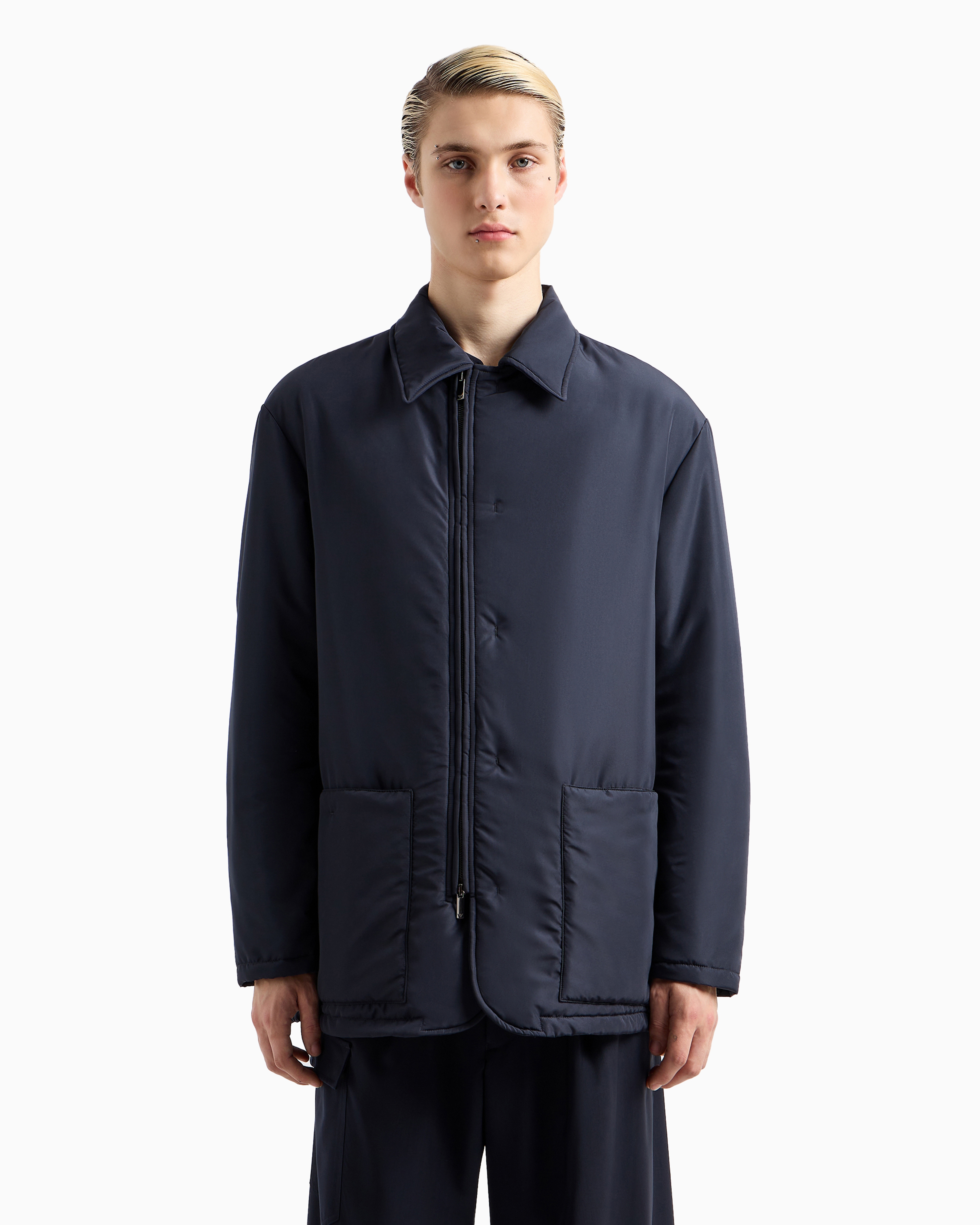 EMPORIO ARMANI WATER-REPELLENT NYLON JACKET WITH SIDE SLITS 