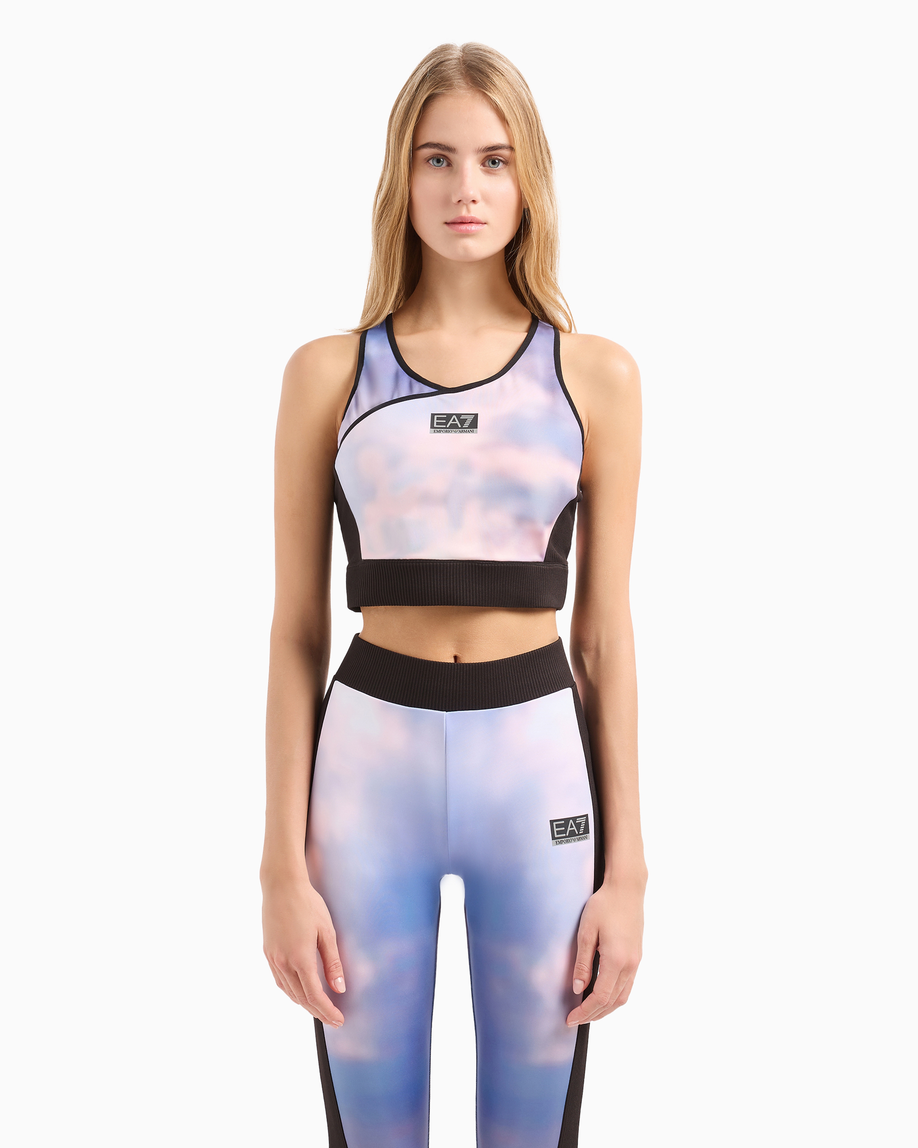 Ea7 Dynamic Athlete Sports Bra In Ventus7 Technical Fabric In Patterned