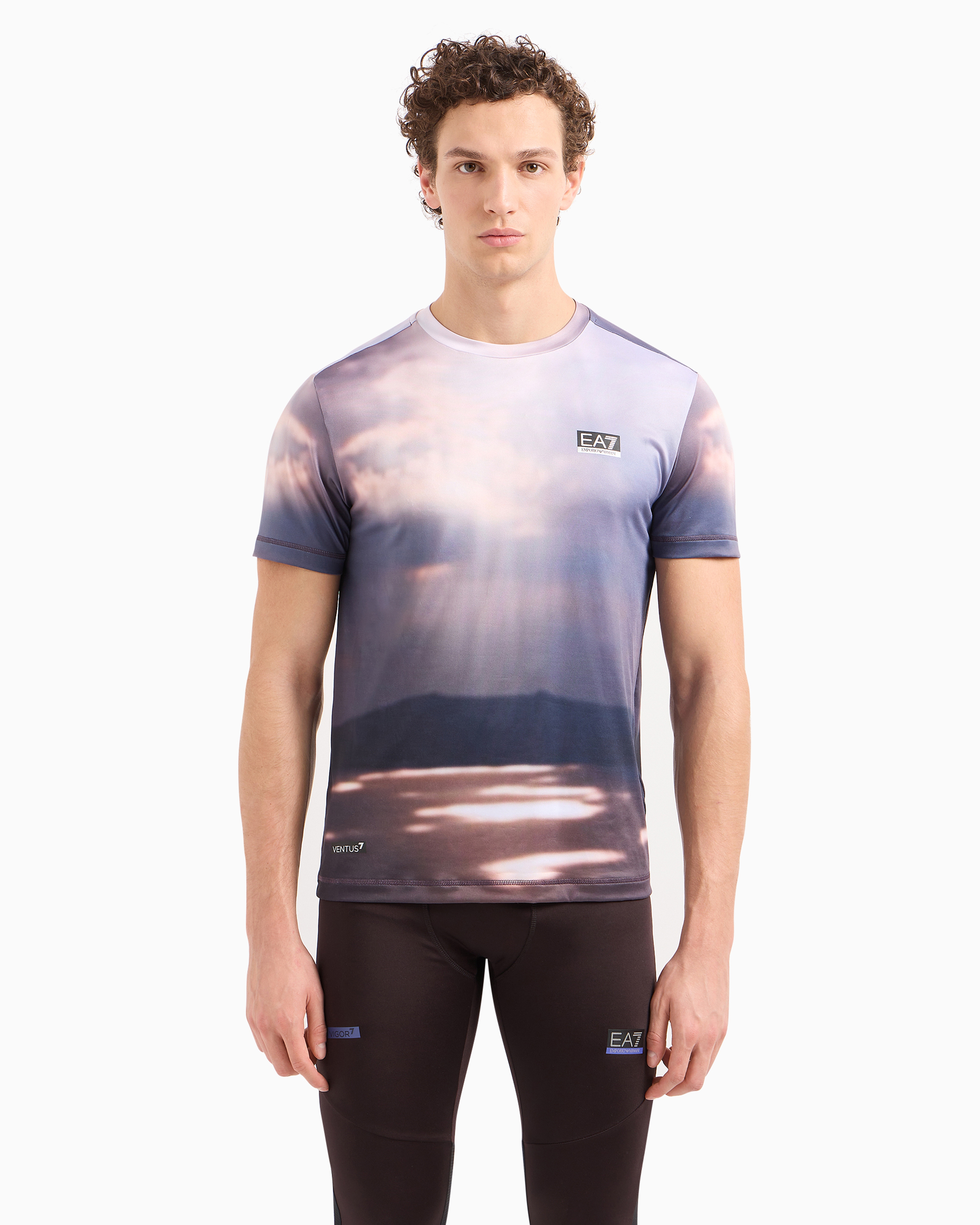 Ea7 Dynamic Athlete Crew-neck T-shirt In Ventus7 Technical Fabric In Patterned