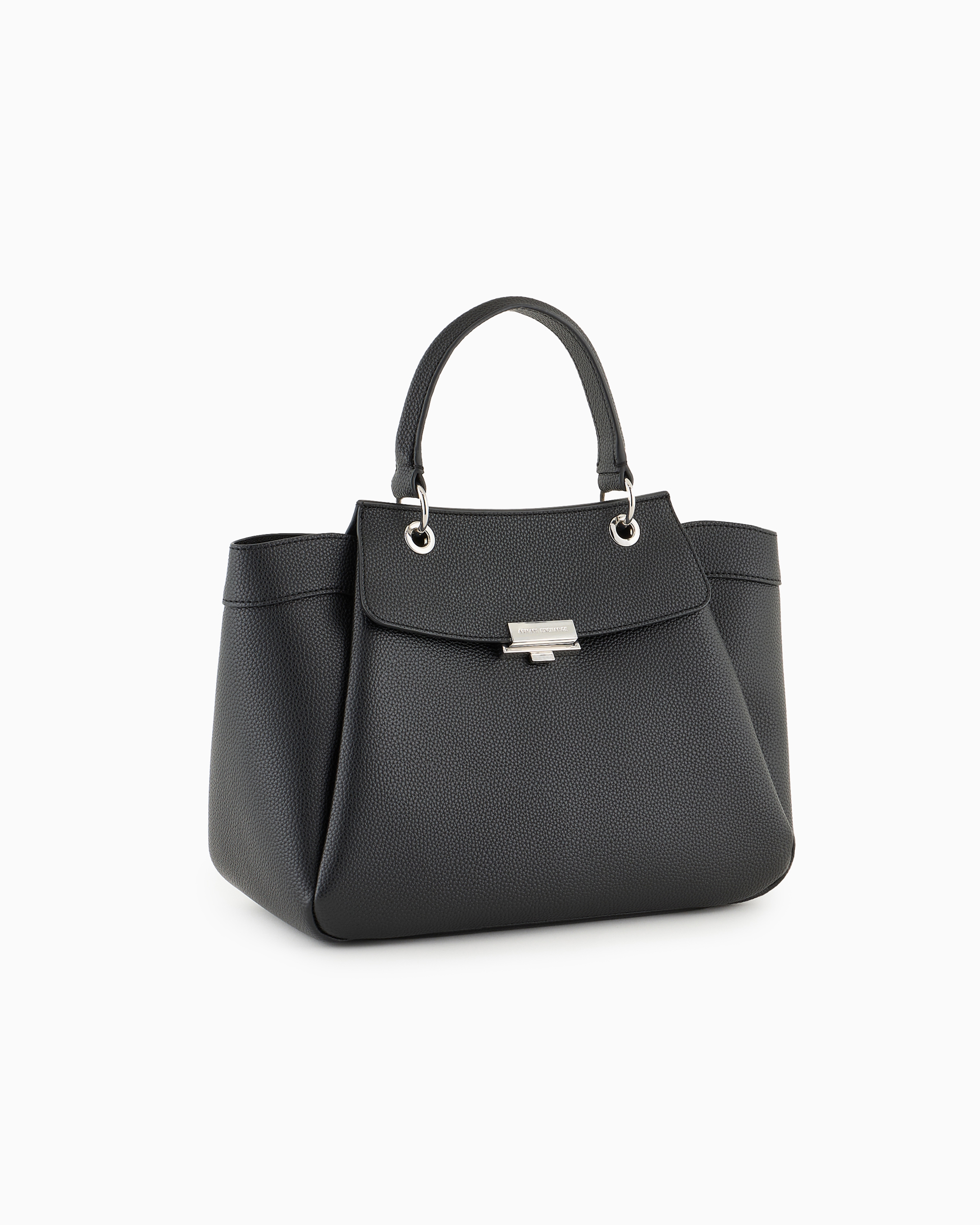 Shop Armani Exchange Handbag With Flap And Metal Details In Black