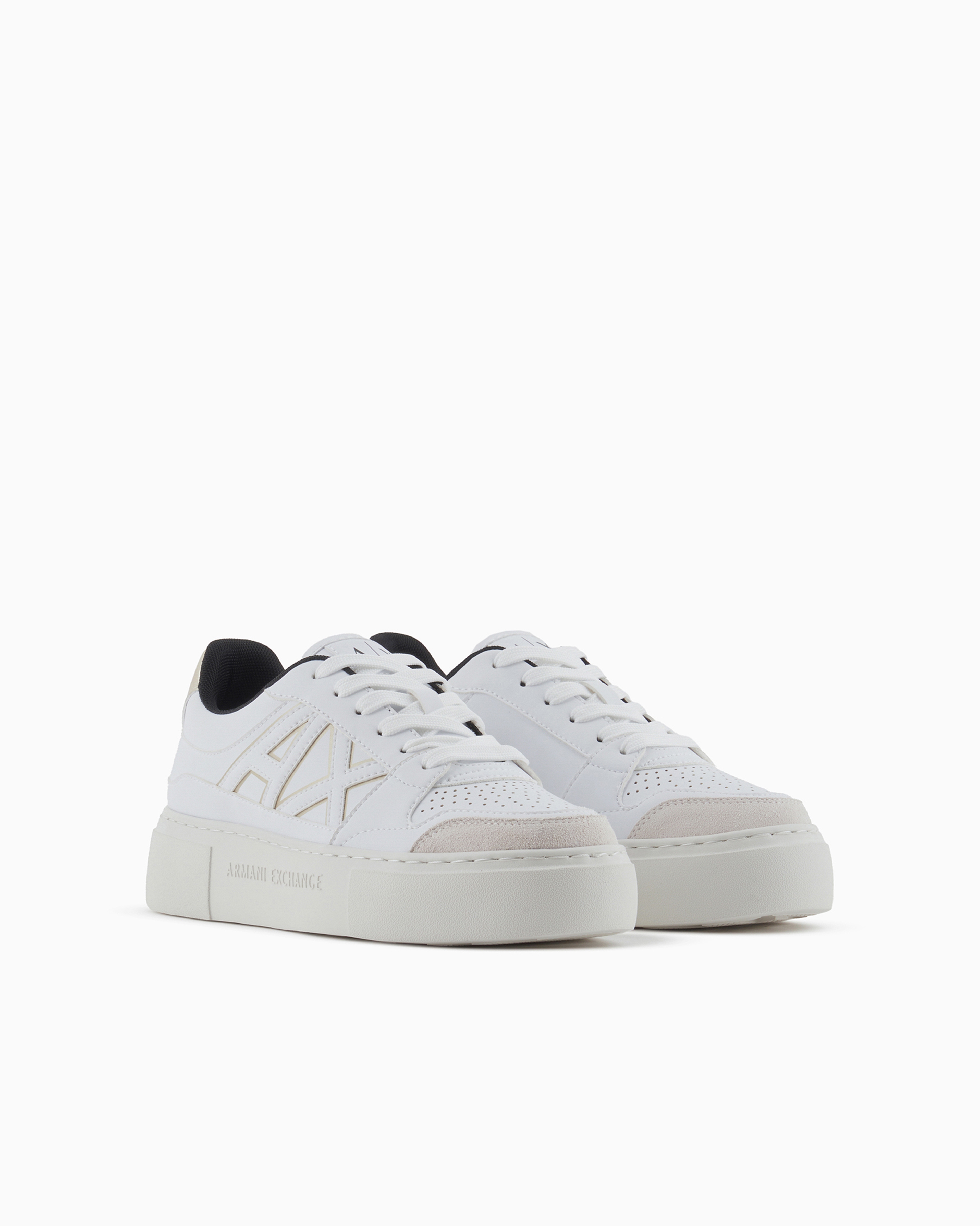 Shop Armani Exchange Sneakers With Logo In Gold