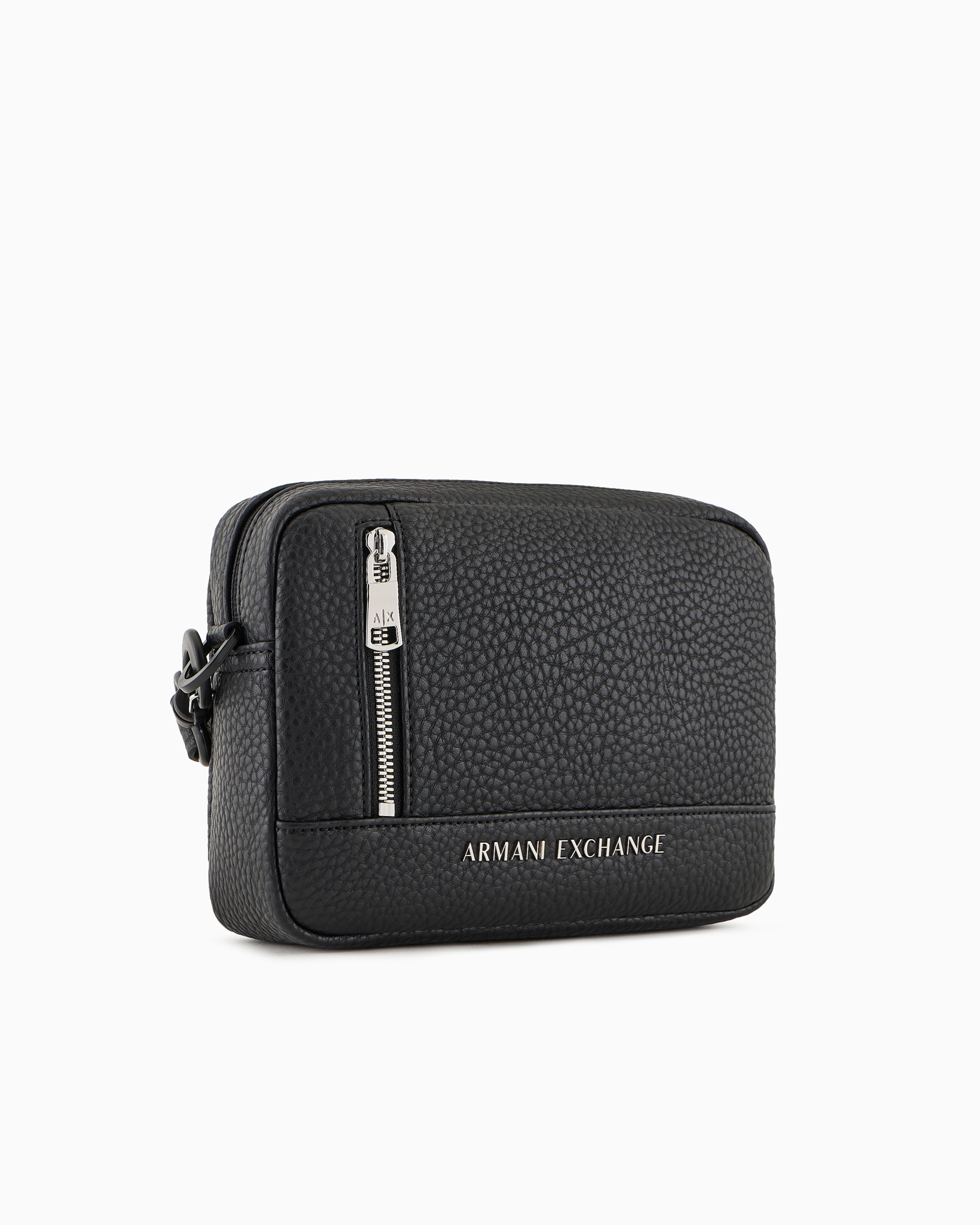 Shop Armani Exchange Camera Case Bag With Metal Logo In Black