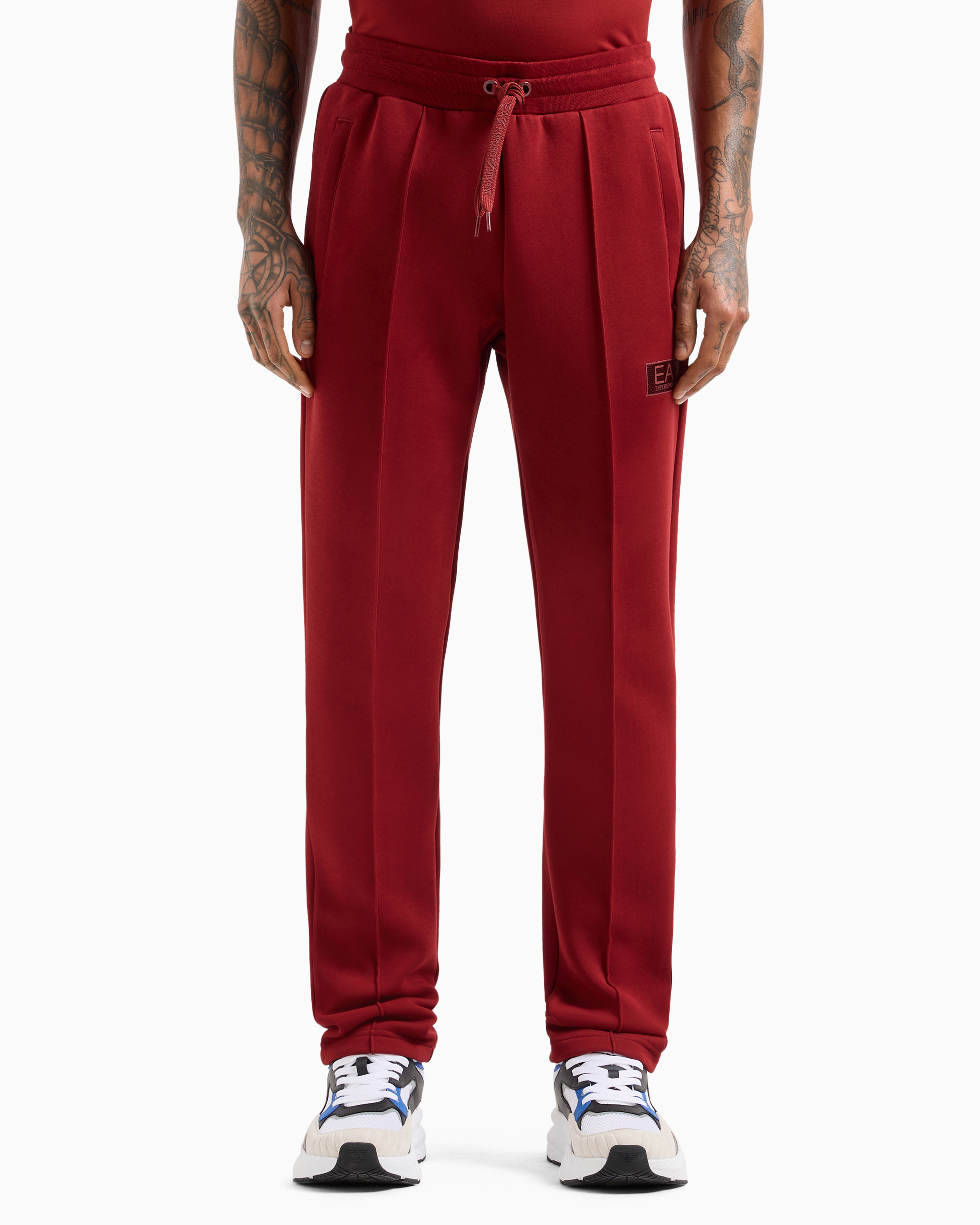 Shop Ea7 Tennis Club Cotton-blend Joggers In Burgundy