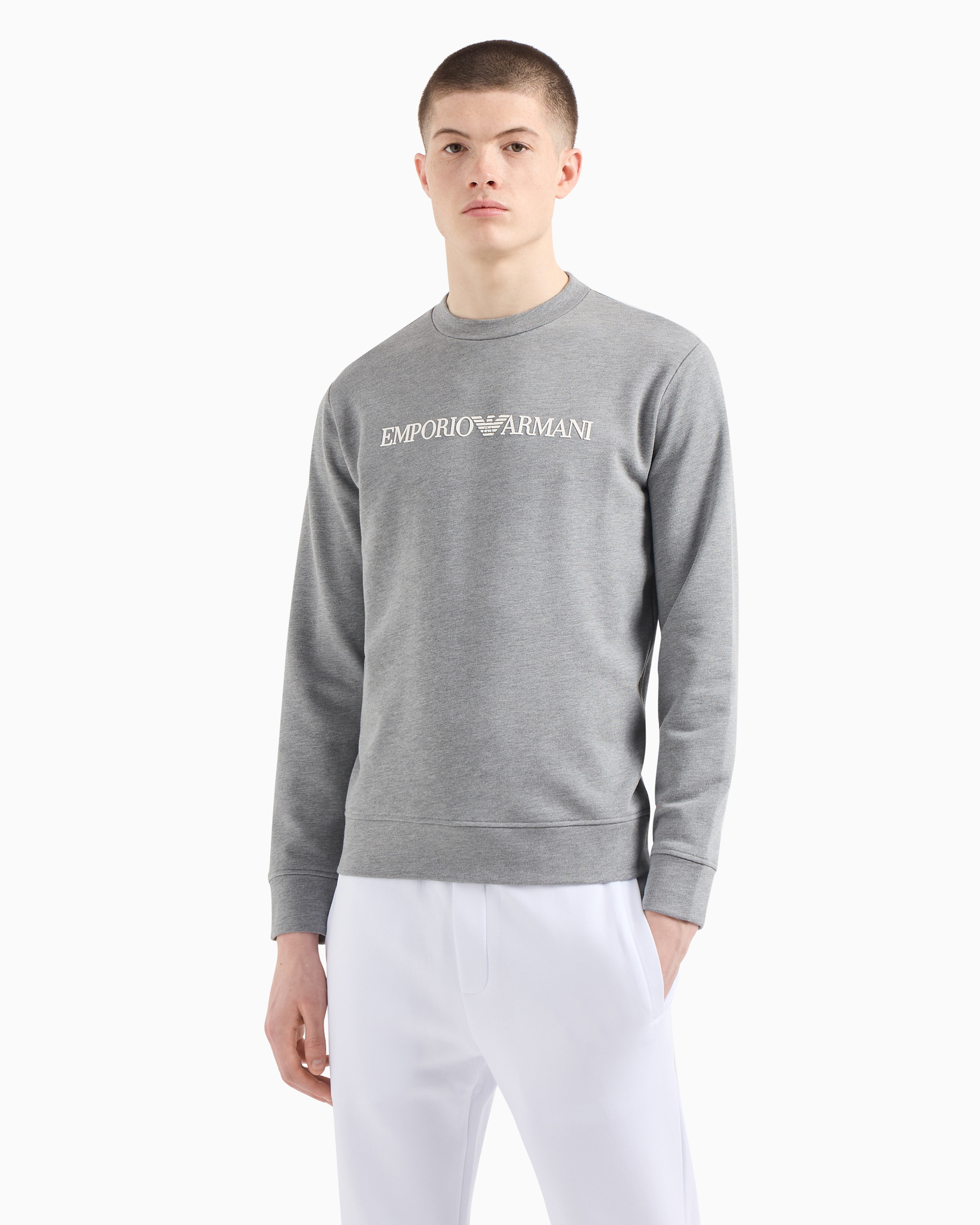 スウェットシャツ モダール混紡 ロゴプリント | Emporio Armani