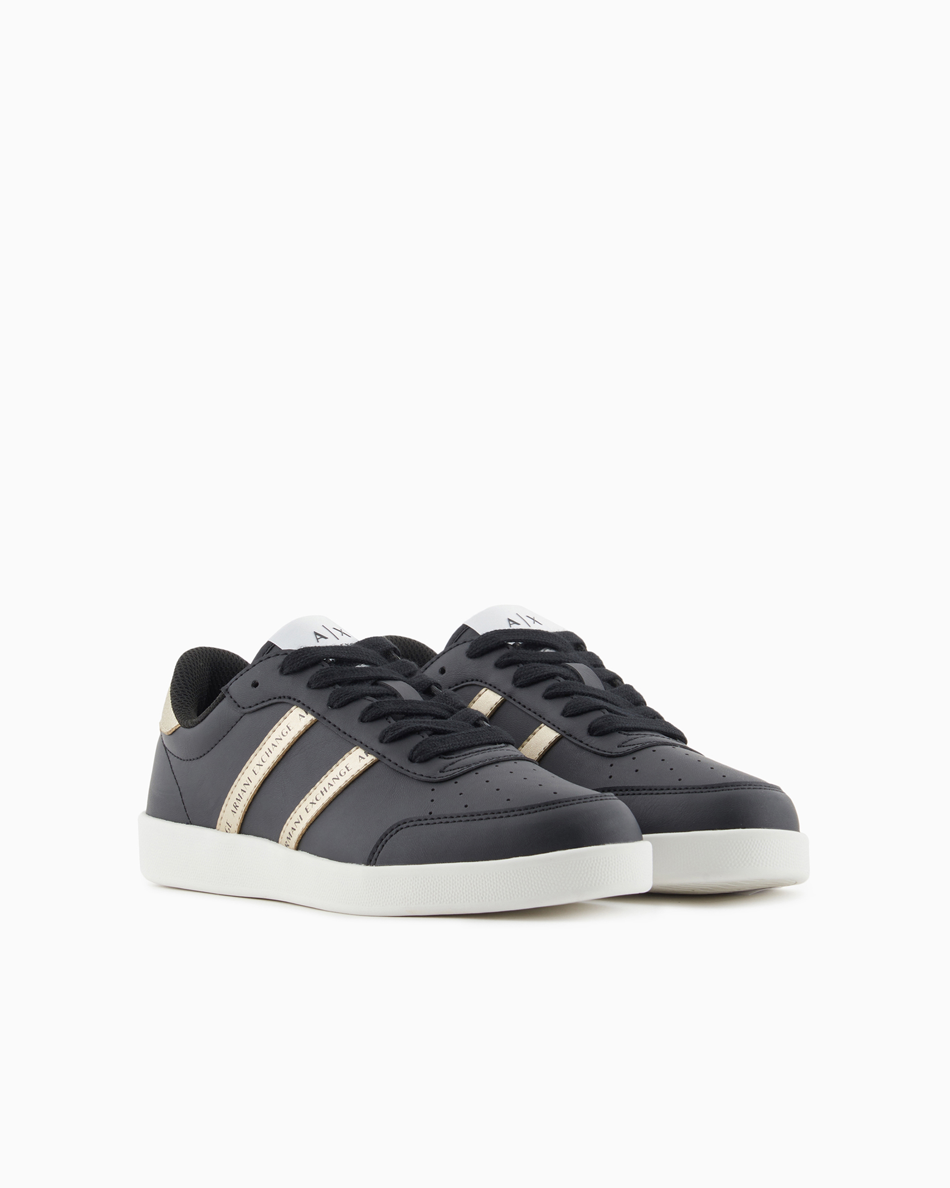 Shop Armani Exchange Sneakers With Contrasting Side Bands In Black Logo