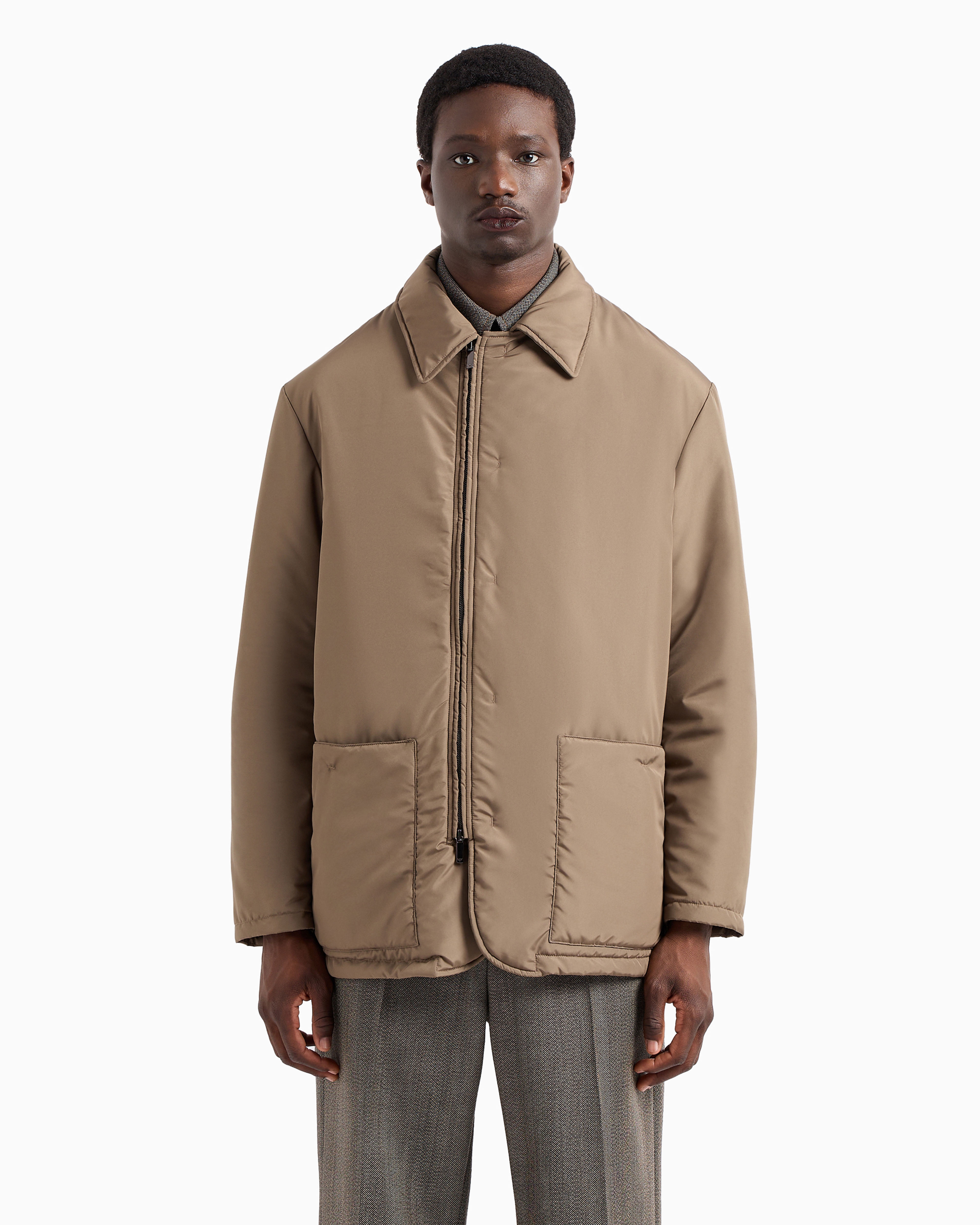 EMPORIO ARMANI WATER-REPELLENT NYLON JACKET WITH SIDE SLITS 