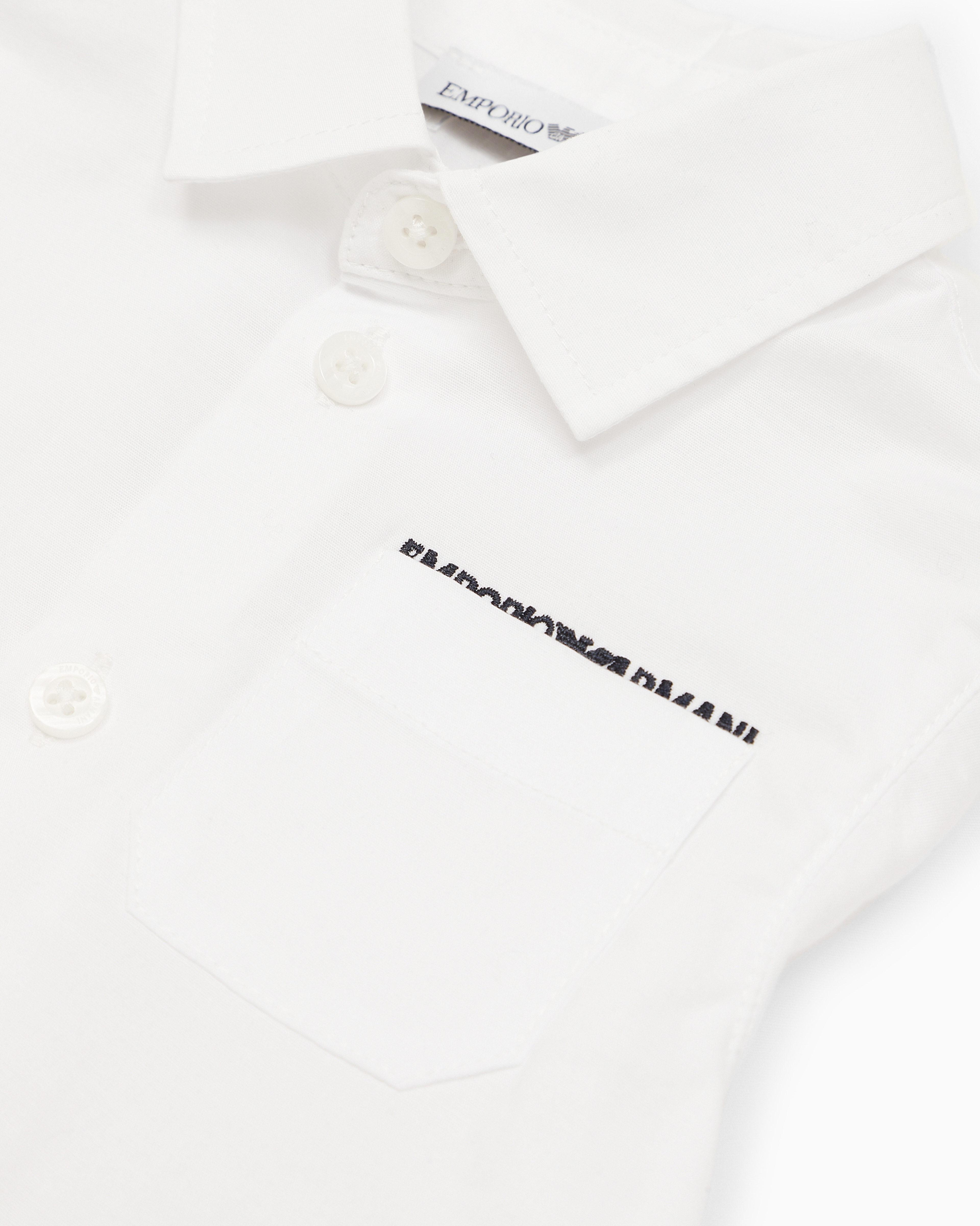 Shop Emporio Armani Stretch-cotton Shirt With Pocket And Logo Embroidery In White