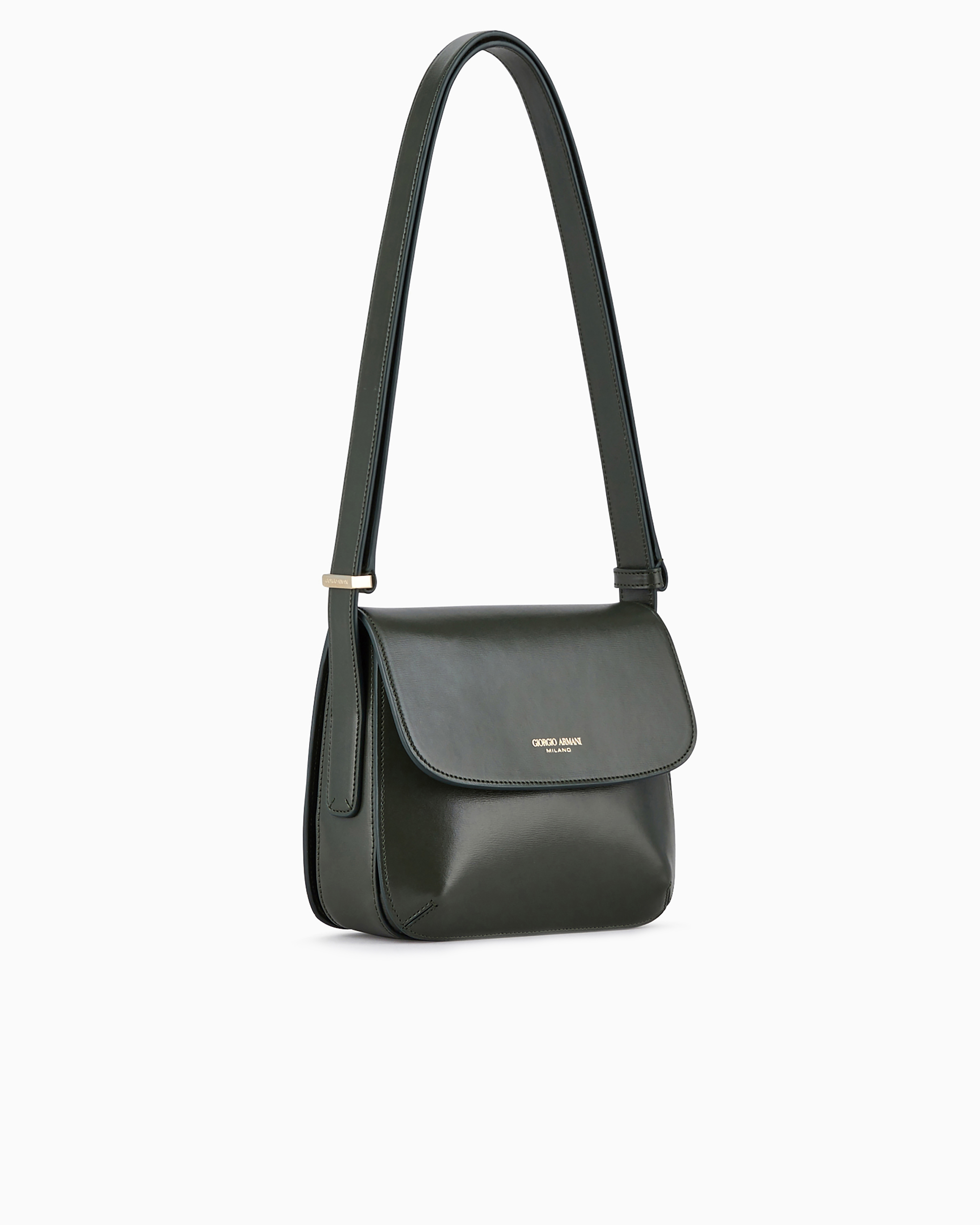Giorgio Armani Official Store Small Palmellato-leather La Prima Bag In Military Green