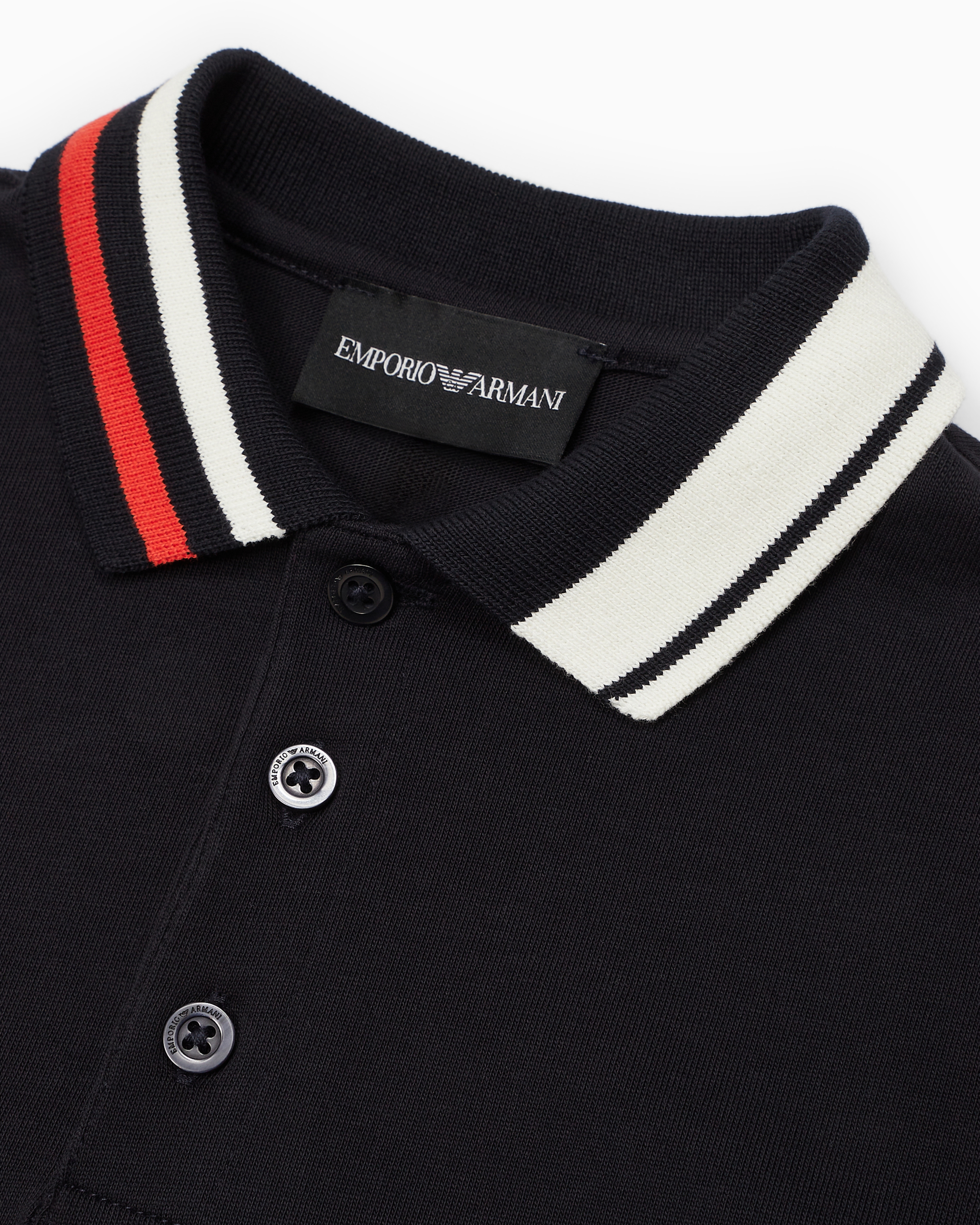 Shop Emporio Armani Comfort-fit Heavyweight Jersey Polo Shirt With Logo Embroidery In Navy Blue