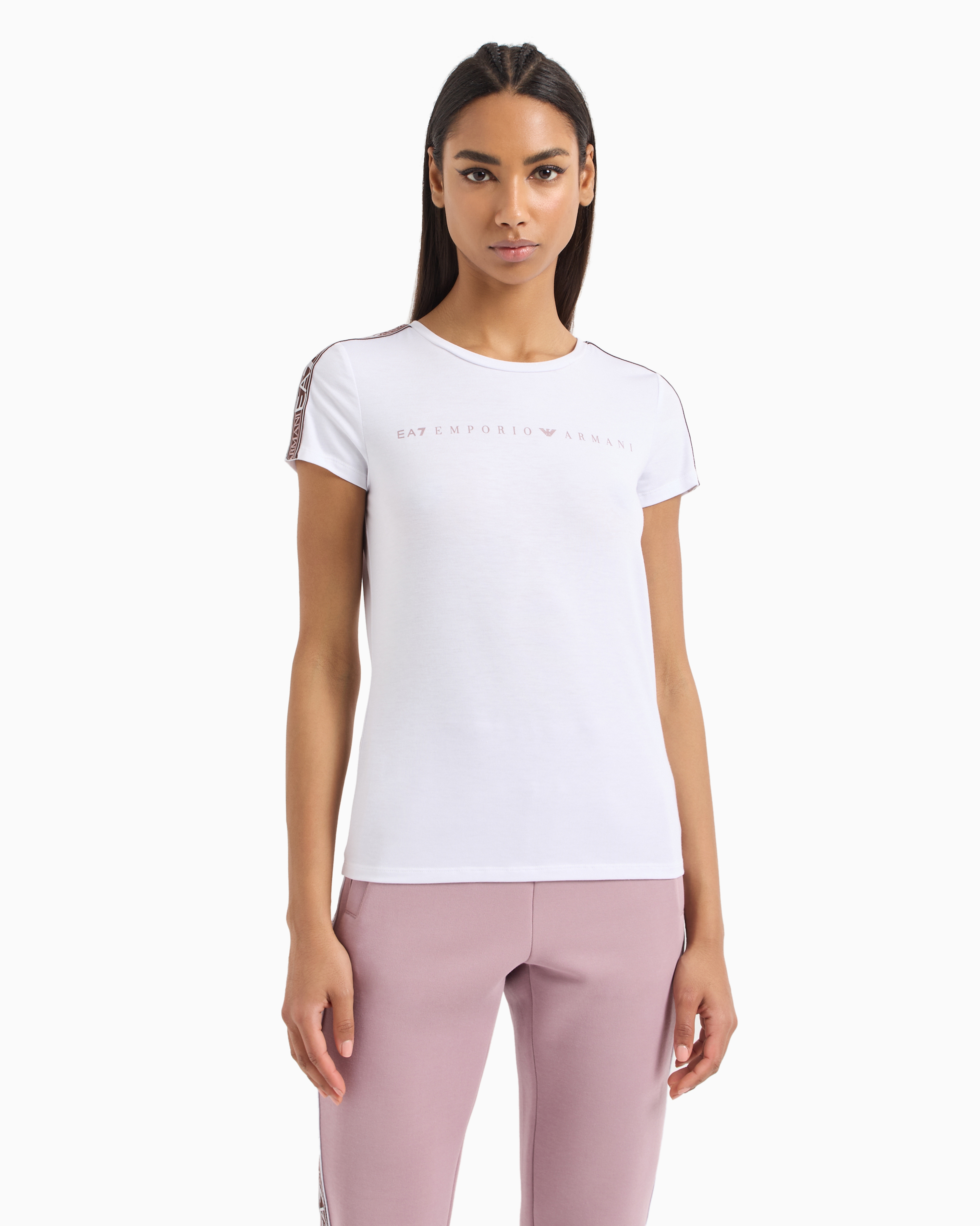 Shop Ea7 Dynamic Athlete Crew-neck T-shirt In Natural Ventus7 Technical Fabric In White