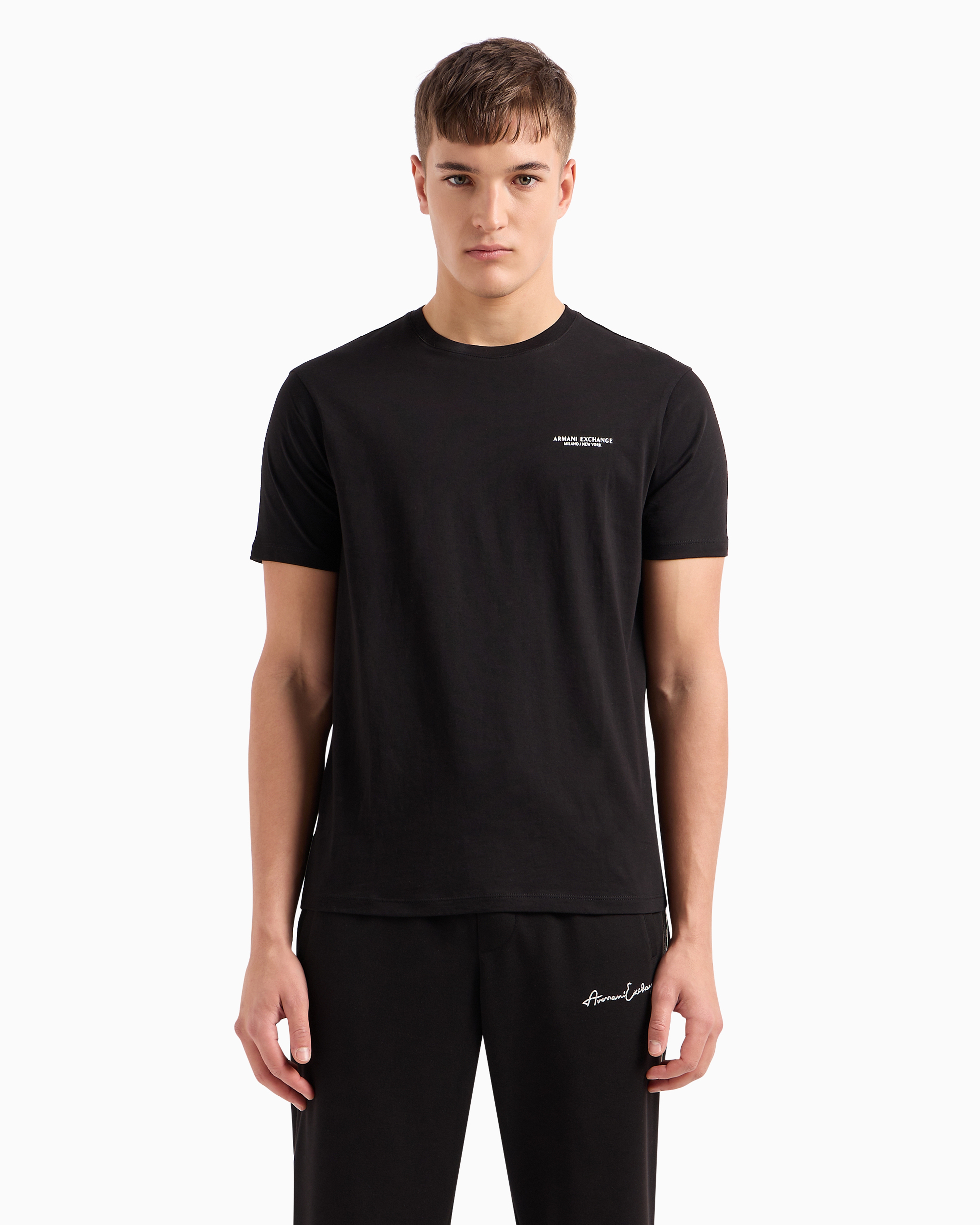 Armani Exchange Regular Fit T-shirt With Logo In Black
