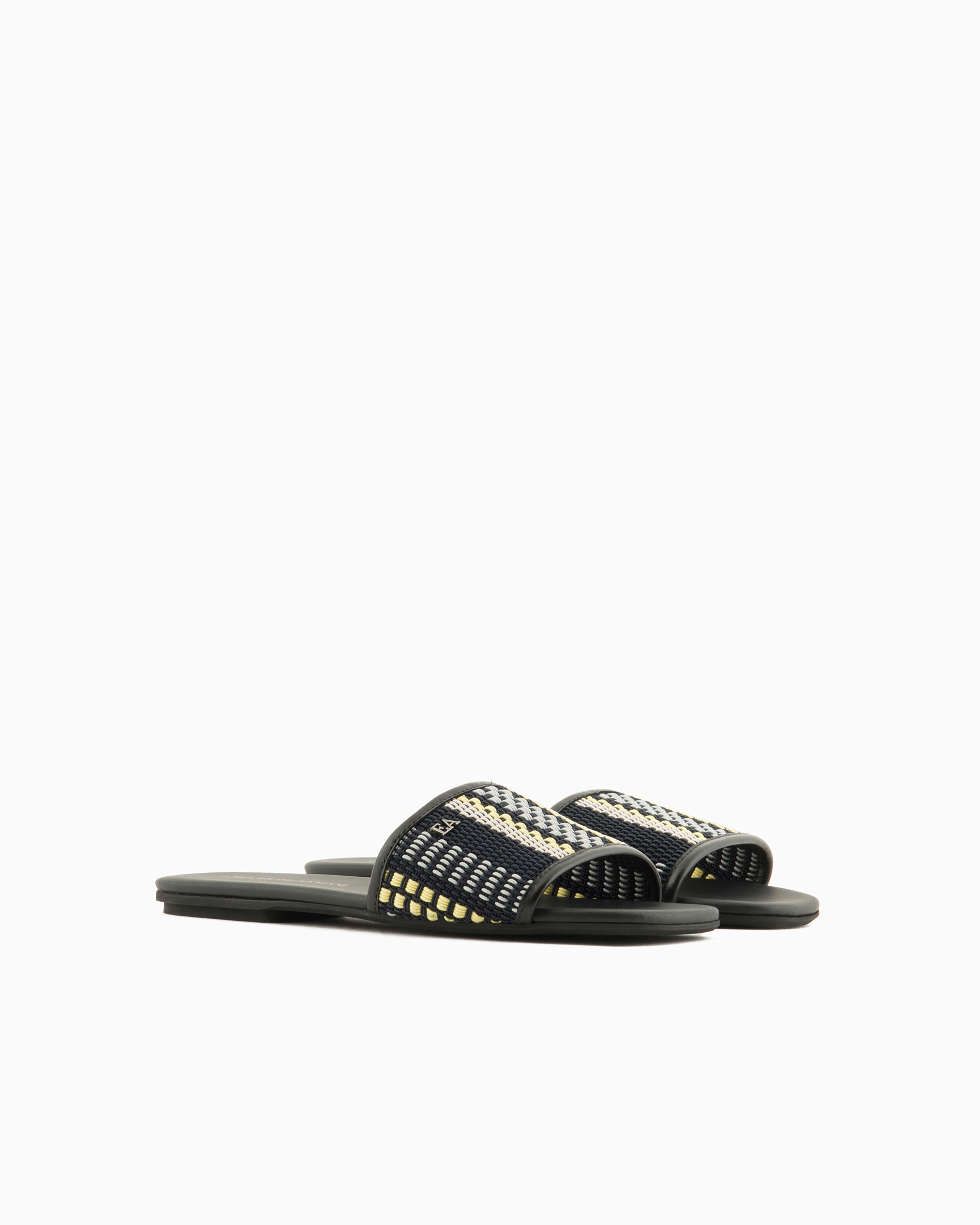 Emporio Armani Official Store Basketweave Sandals In Black