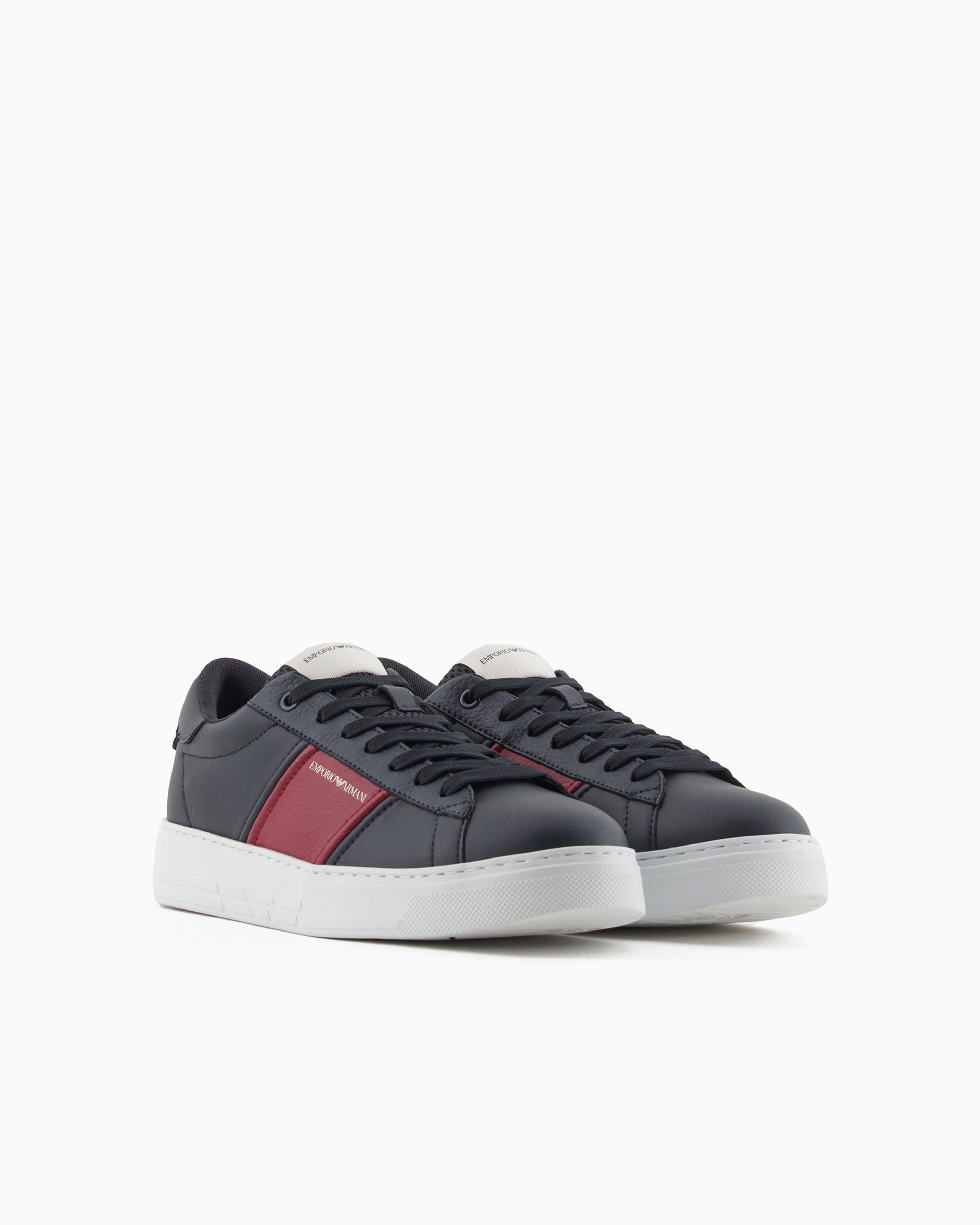 EMPORIO ARMANI LEATHER SNEAKERS WITH LOGO DETAIL 