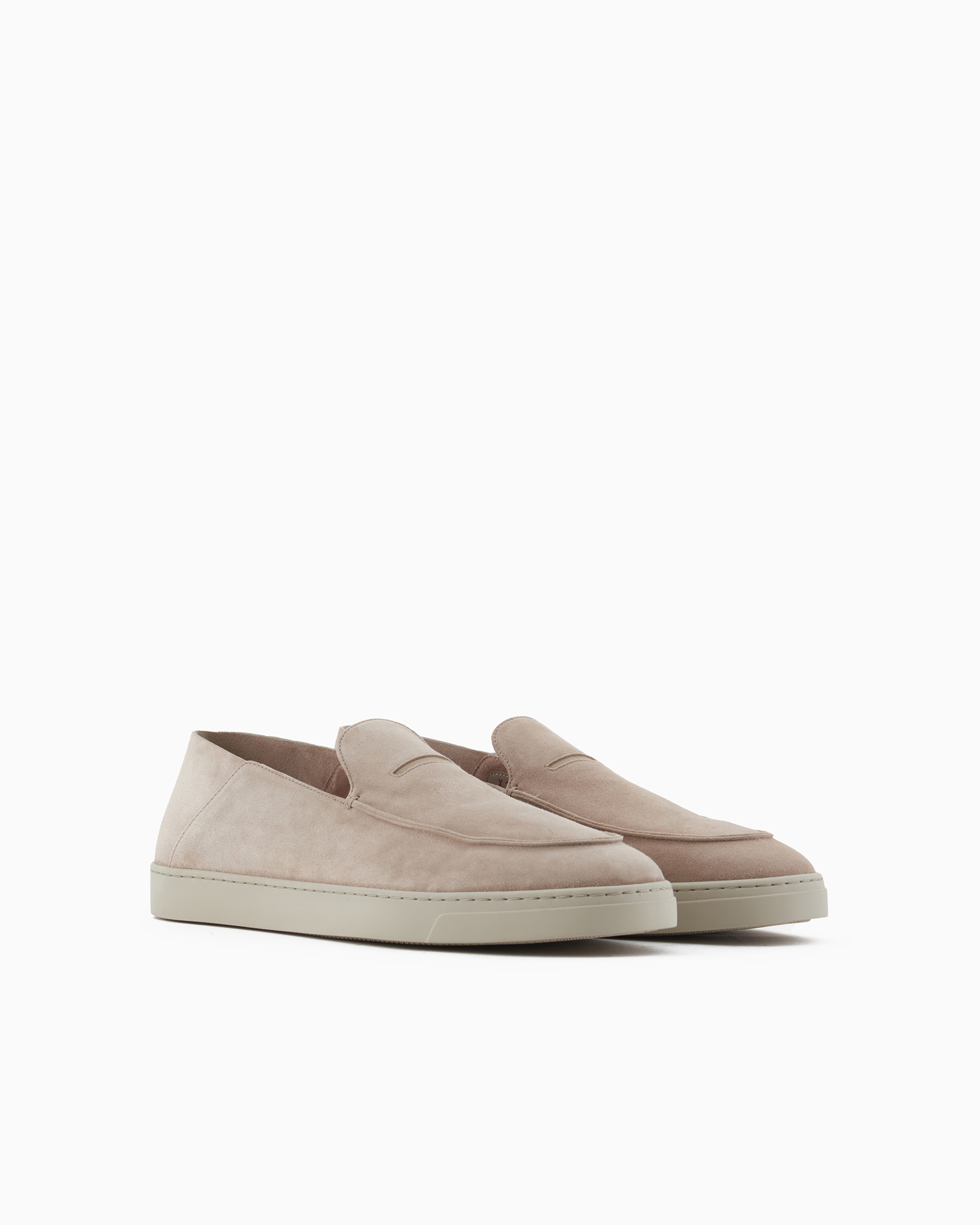 Giorgio Armani Official Store Suede Slip-ons In Beige