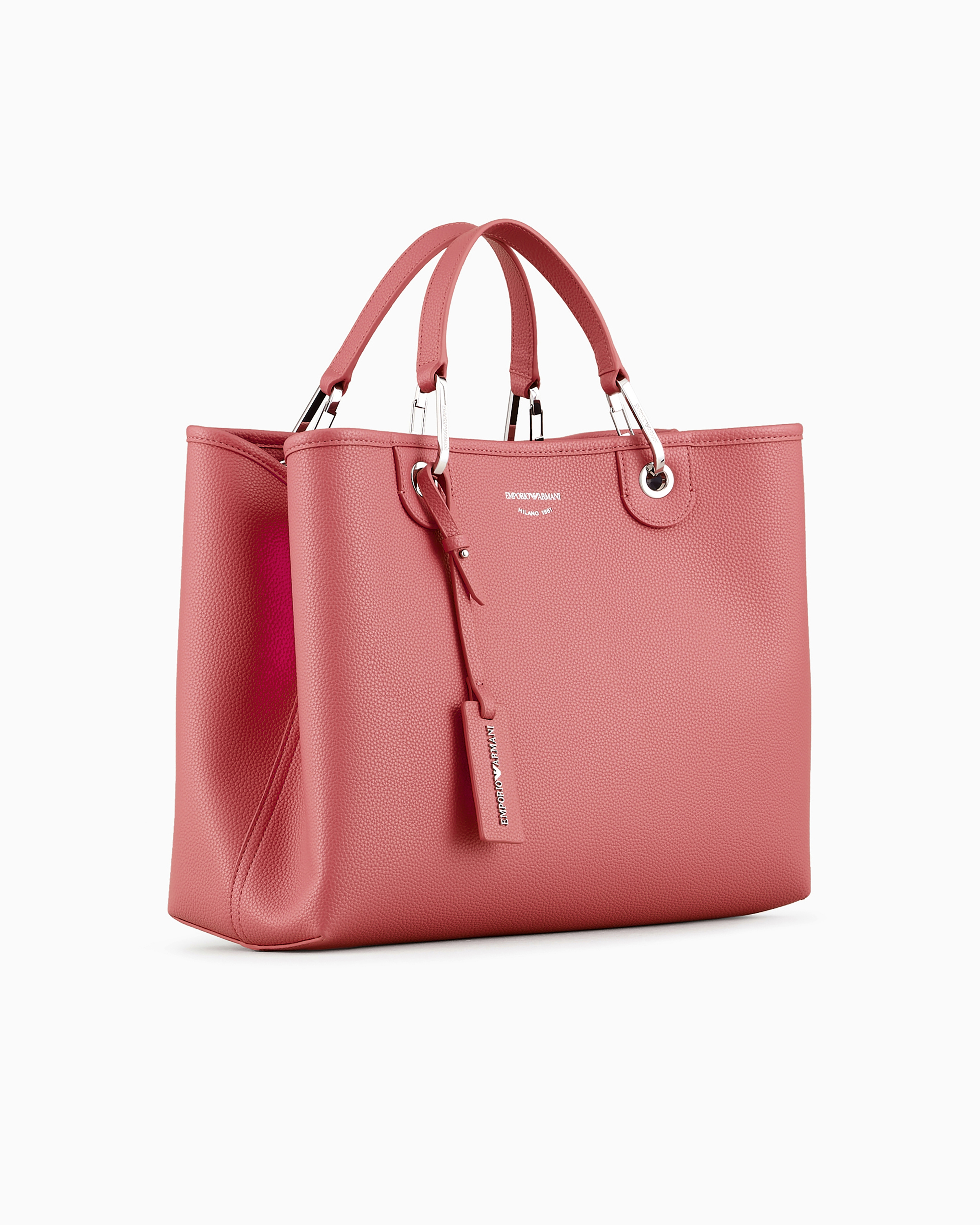 Emporio Armani Official Store Medium Myea Shopper Bag With Deer Print In Powder Pink