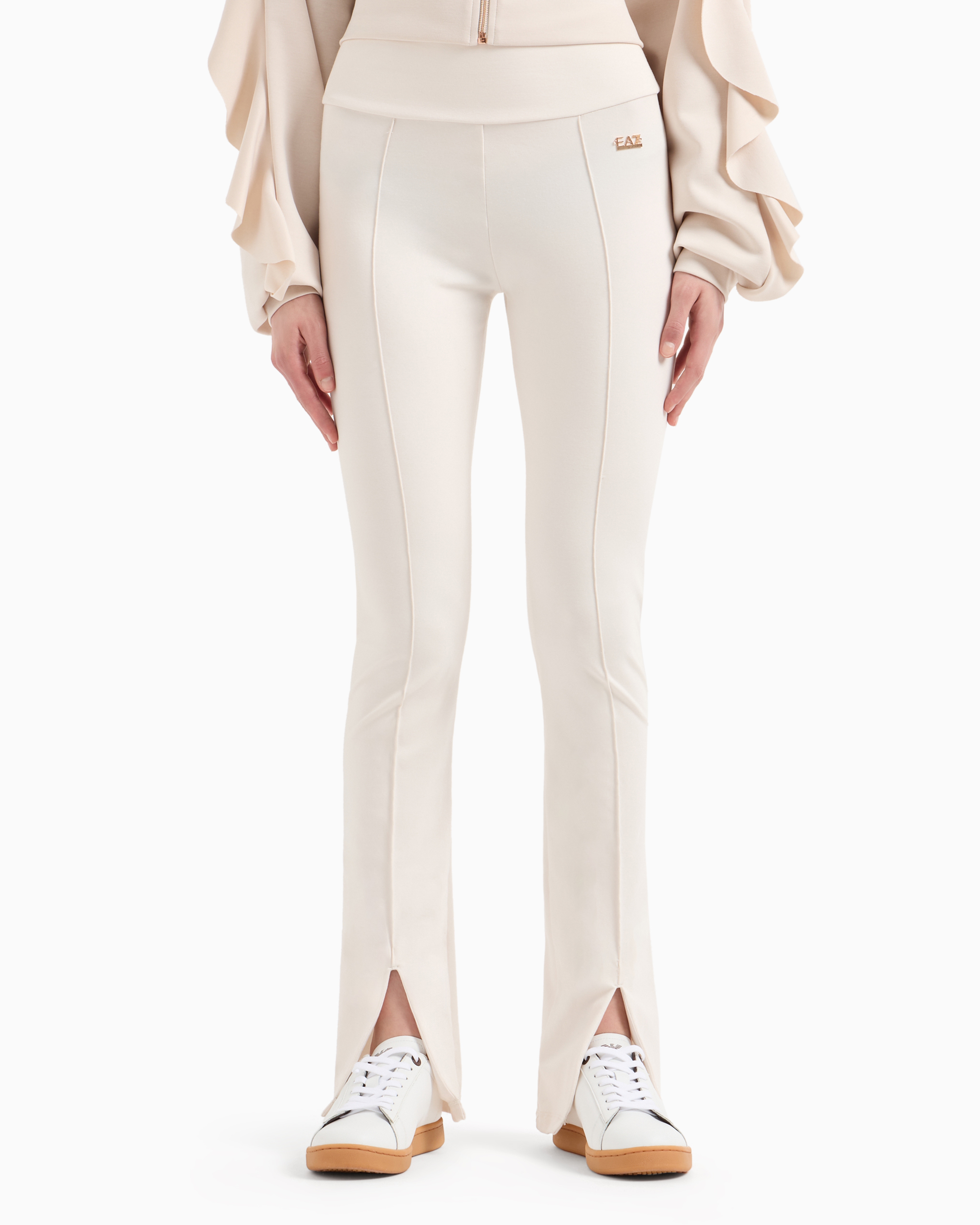 Ea7 Official Store Precious Stretch-cotton Leggings In White
