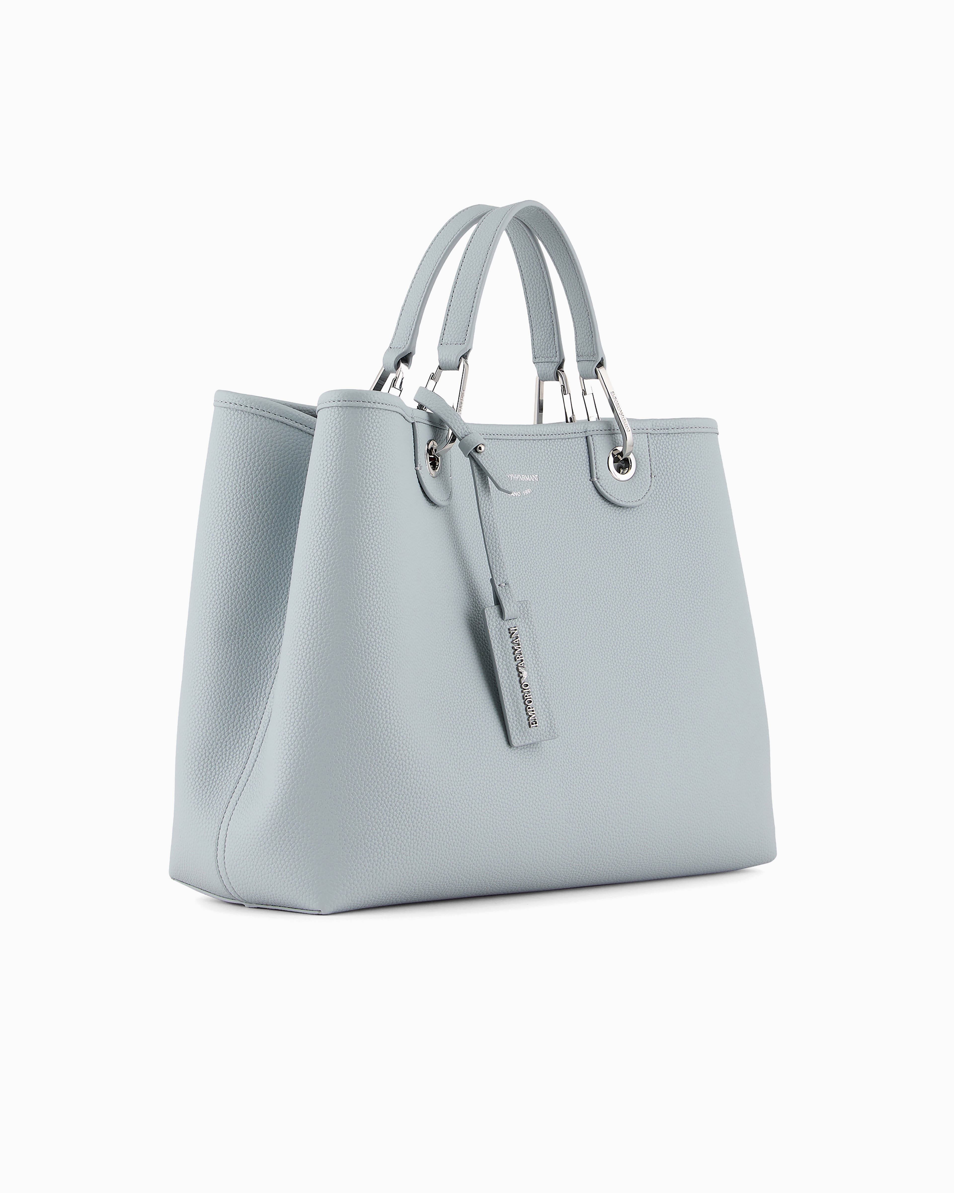 Emporio Armani Official Store Medium Myea Shopper Bag With Deer Print In Light Gray