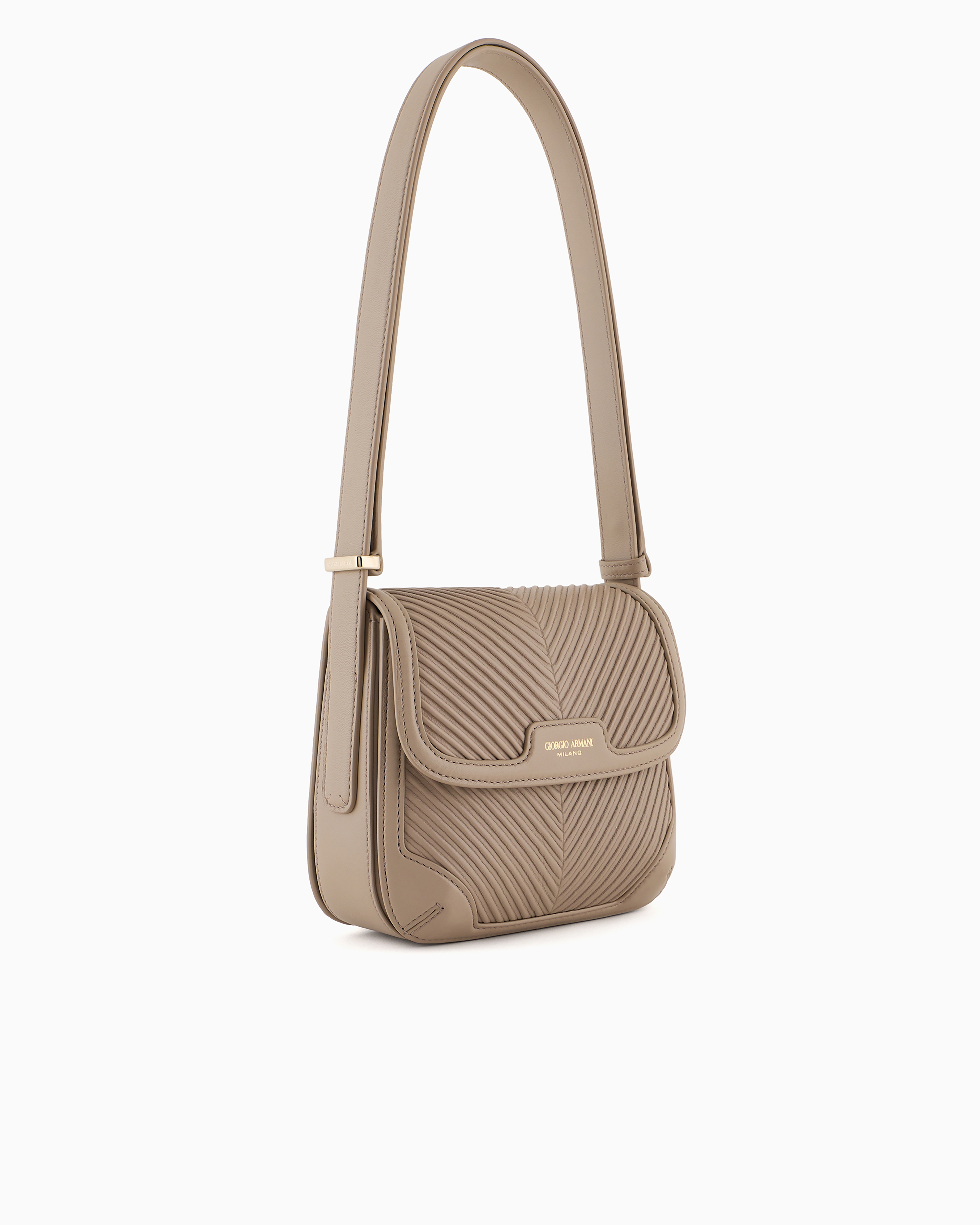 Giorgio Armani Official Store Pleated Nappa-leather La Prima Bag In Beige