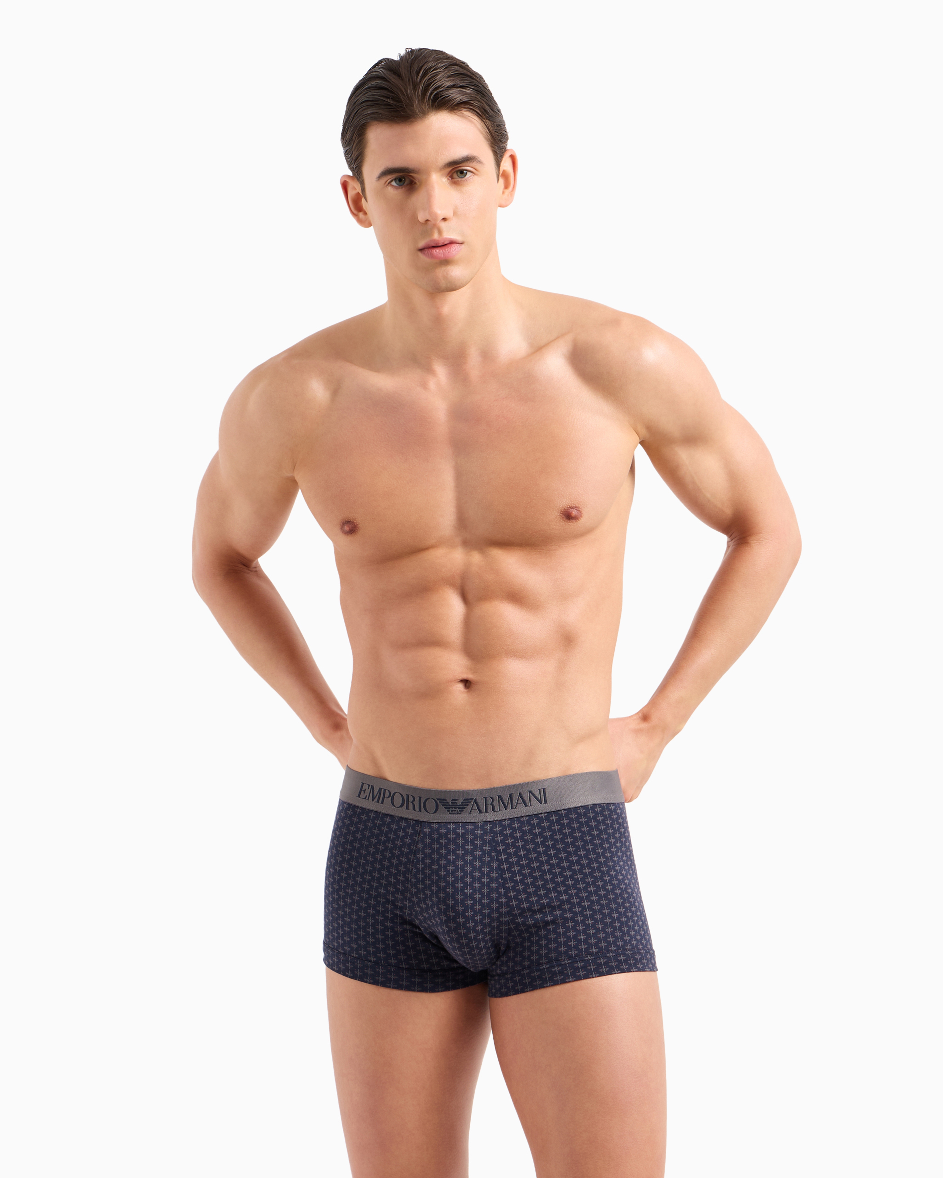 Shop Emporio Armani 2er-pack Eng Anliegende Boxershorts Mit Print Im Mustermix In Grau