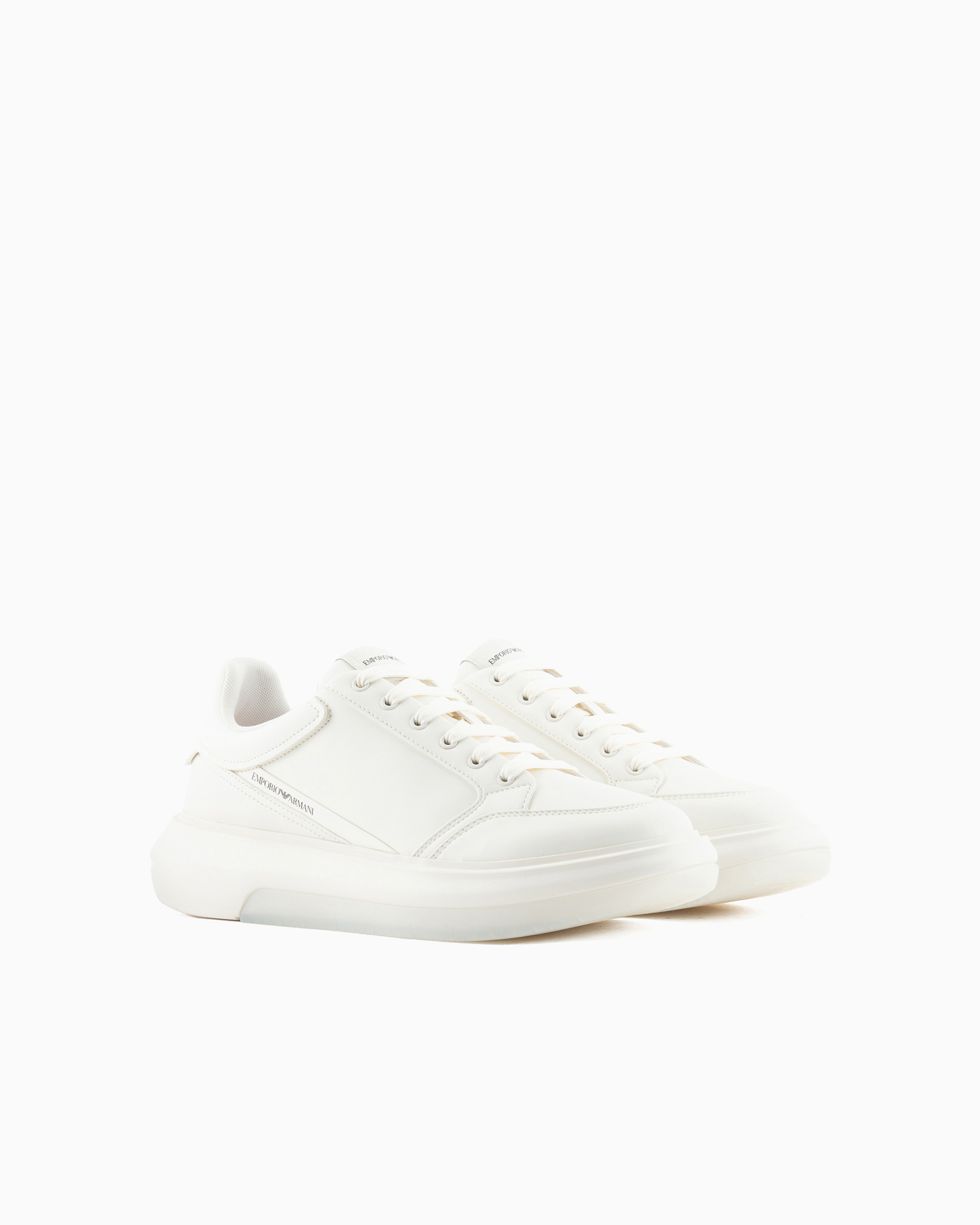 EMPORIO ARMANI LEATHER SNEAKERS WITH SIDE LOGO 