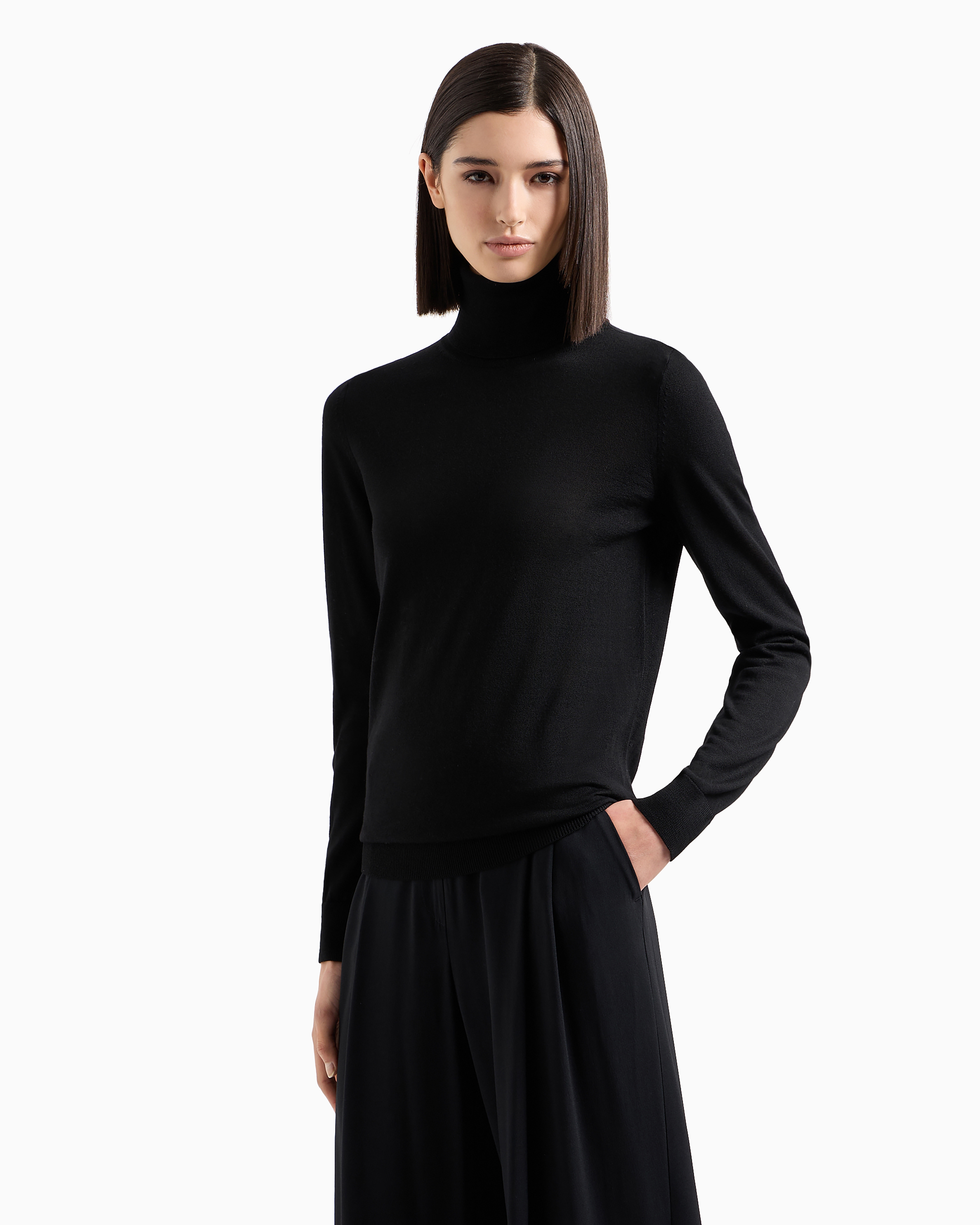 Emporio Armani Official Store Pure Virgin-wool Rollneck In Black