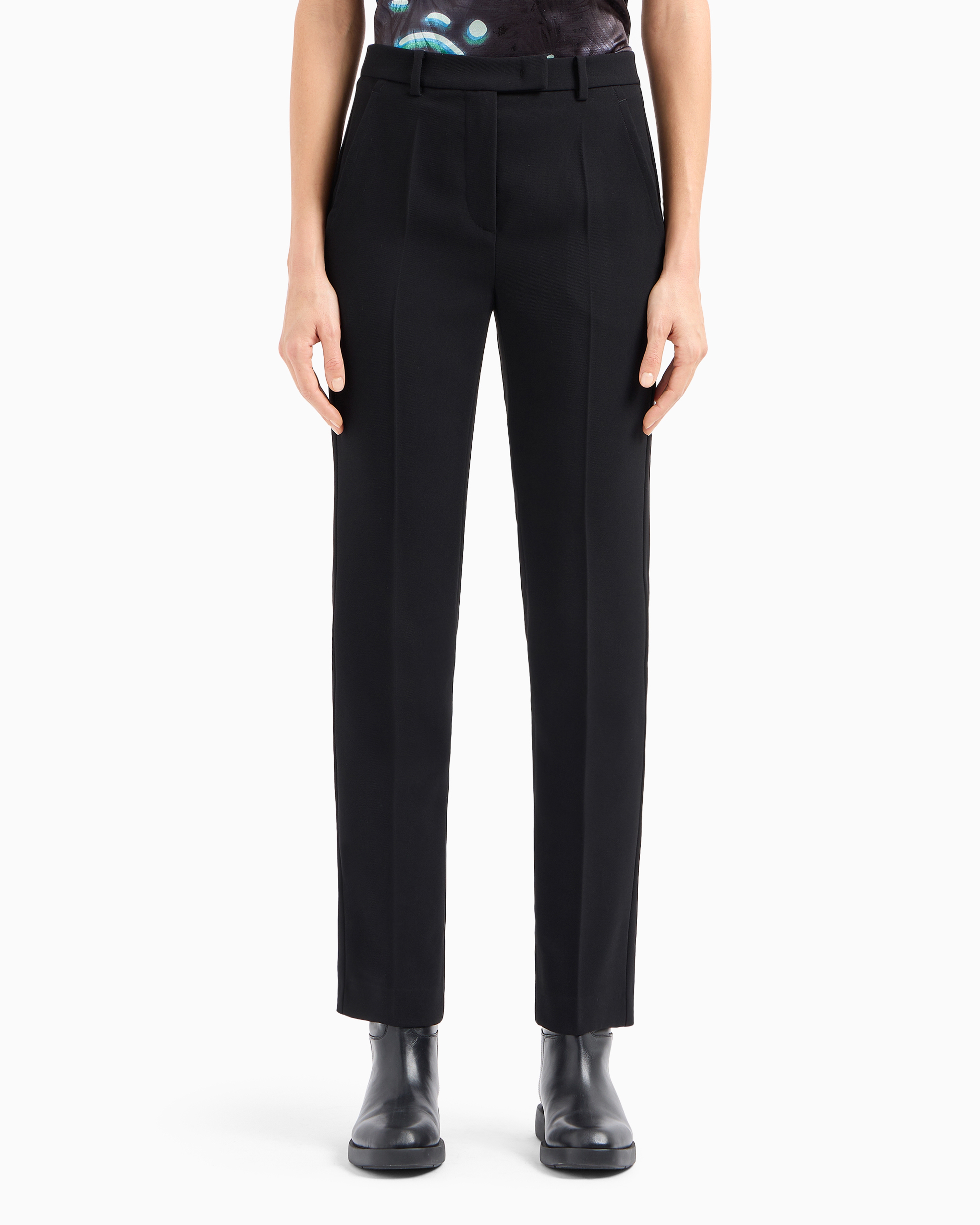 Shop Emporio Armani Technical Gabardine Trousers In Black