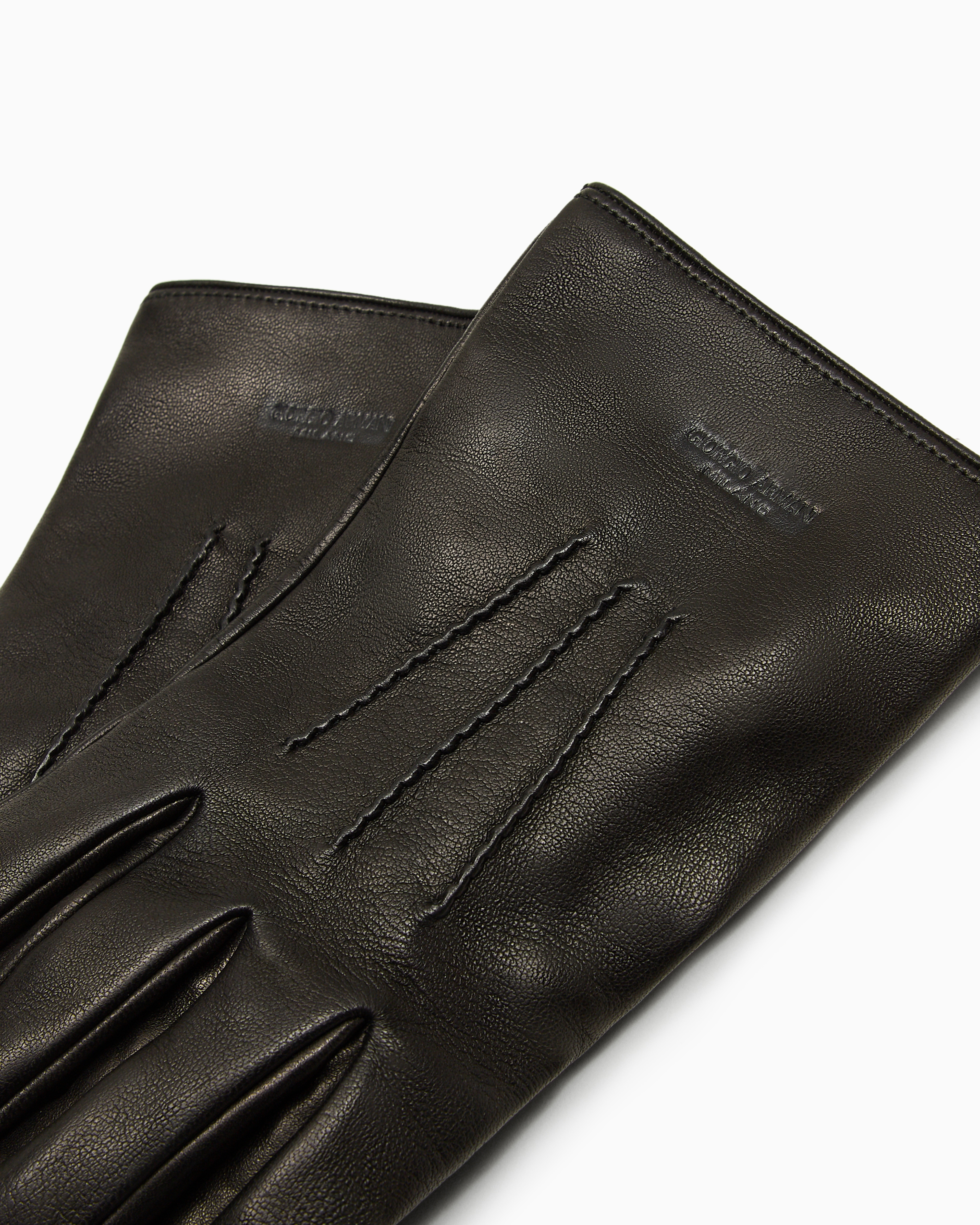 Giorgio Armani Official Store Nappa-leather Gloves In Black