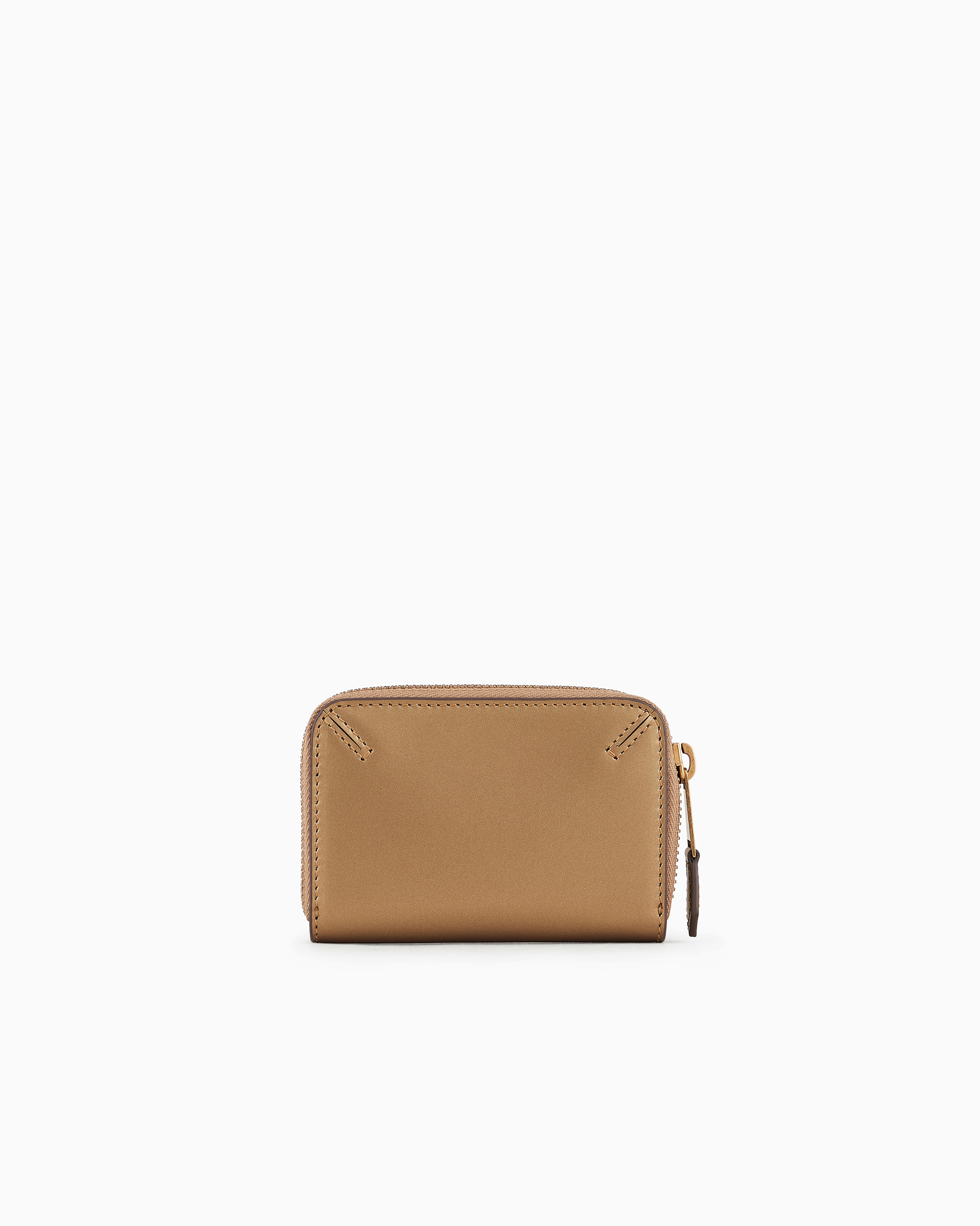 Shop Giorgio Armani La Prima Lamé-leather Card Holder With Wraparound Zip In Gold