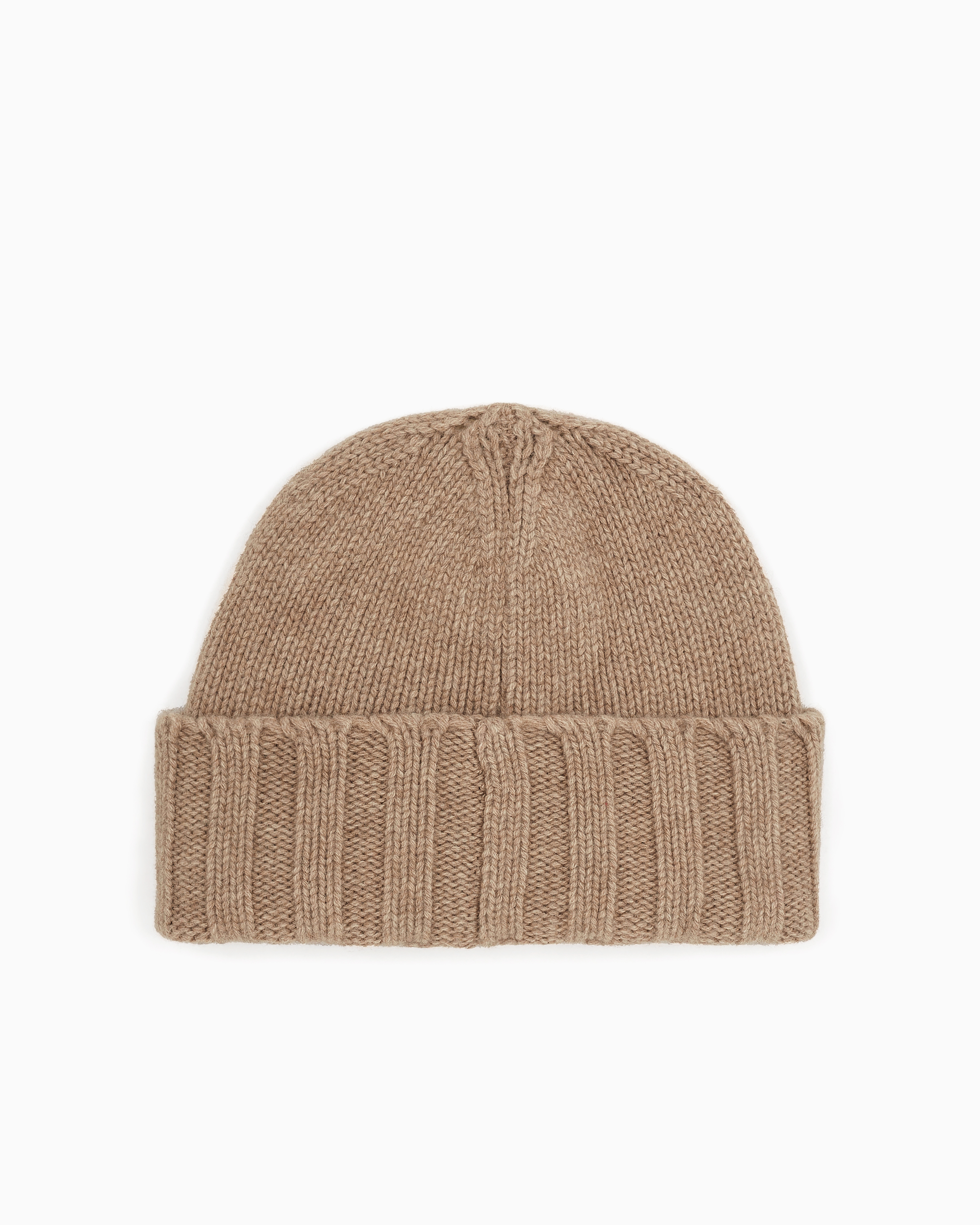 Shop Emporio Armani Ribbed Cashmere Beanie In Beige