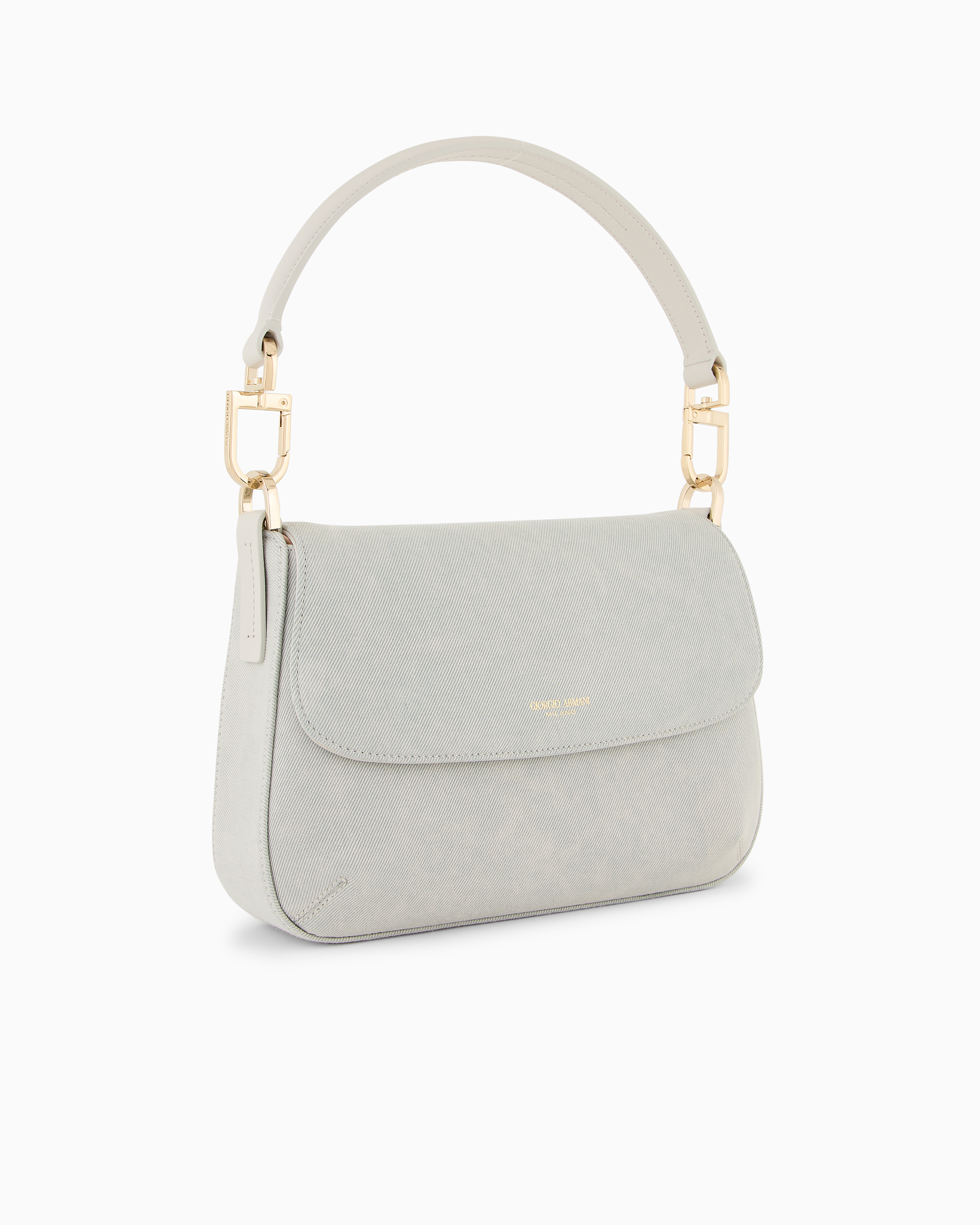 Giorgio Armani Official Store Denim Collection La Prima Soft Small Denim Baguette Bag In Denim