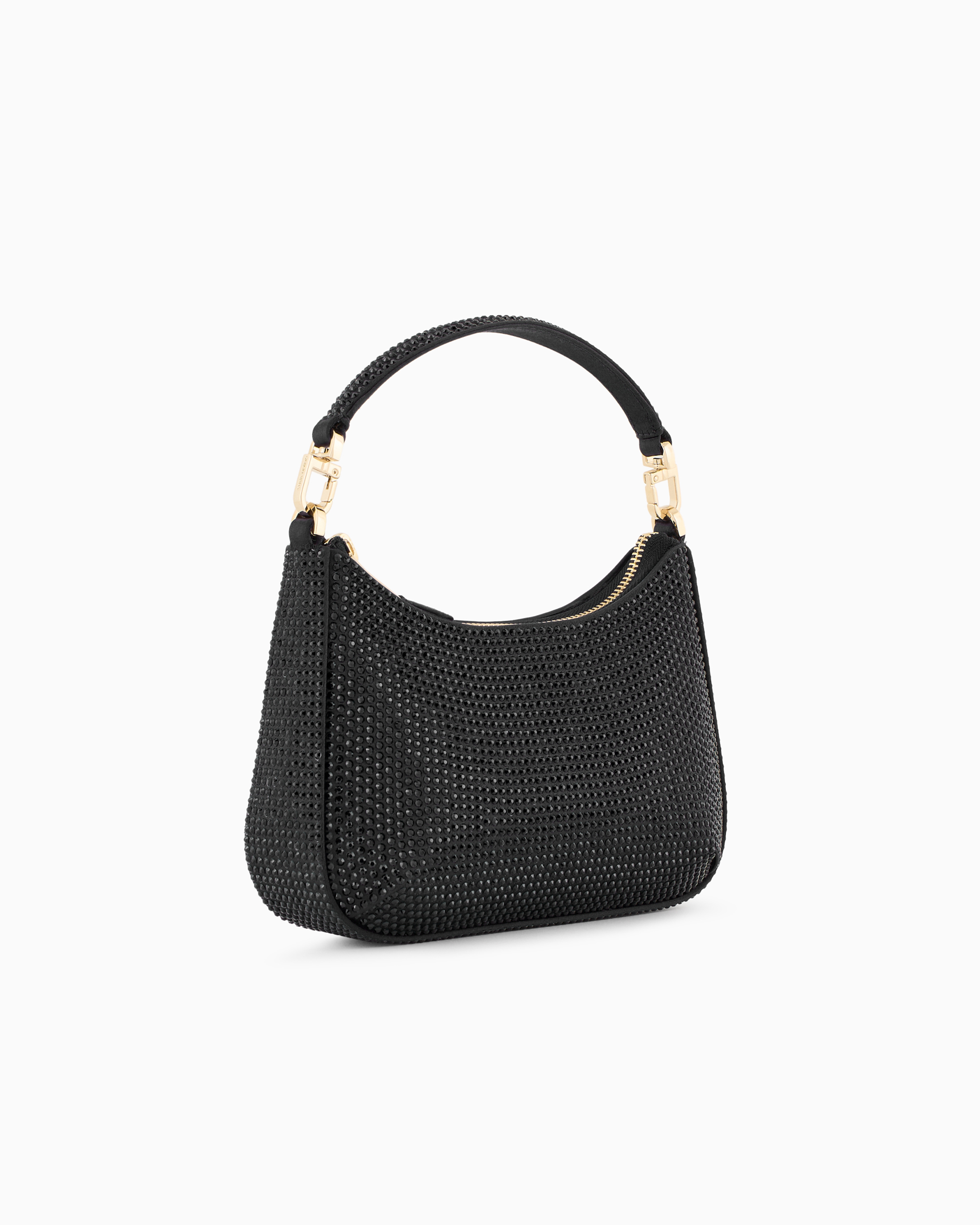 Giorgio Armani Satin And Rhinestone La Prima Mini Handbag In Black