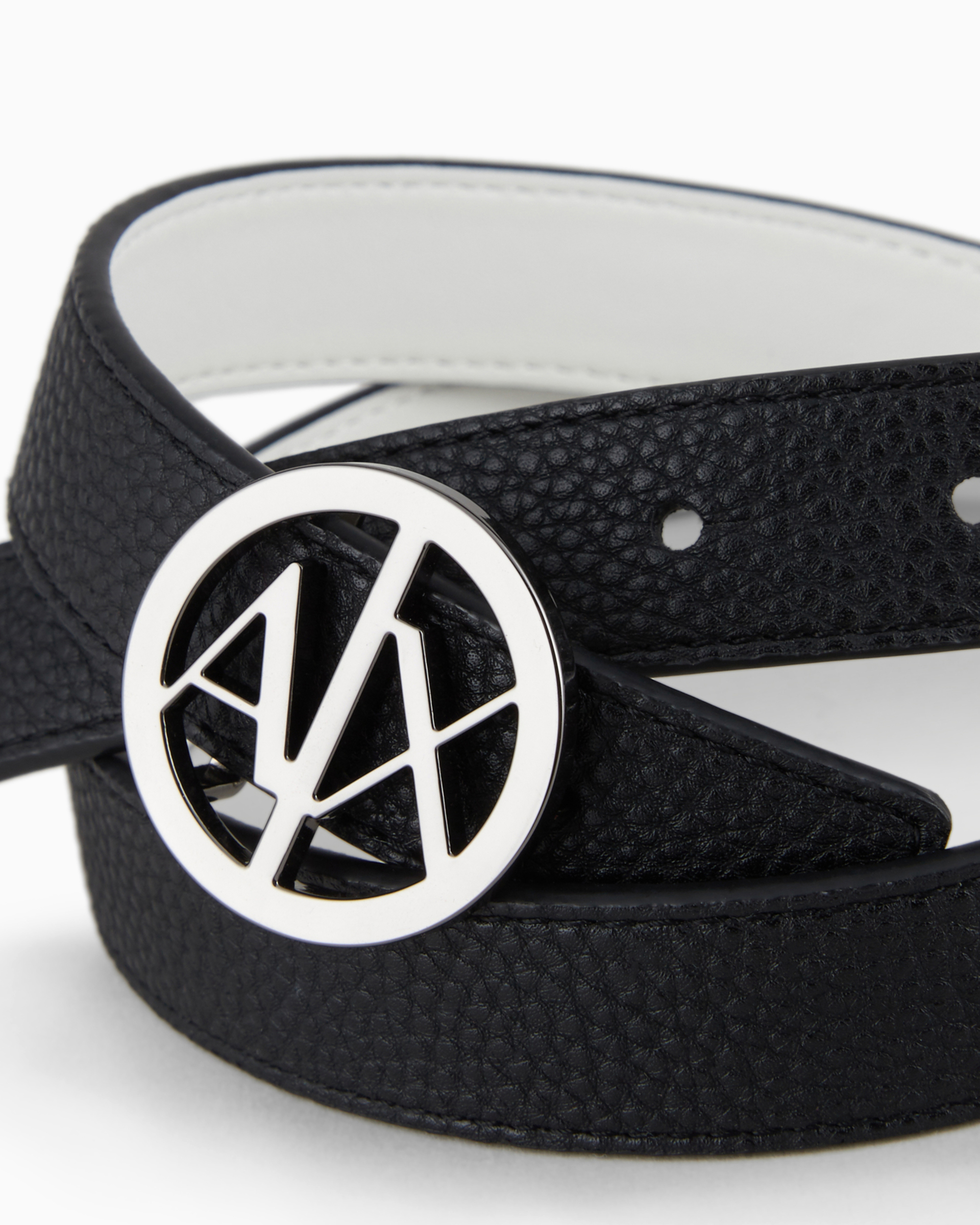 Armani Exchange Logo Buckle Belt In White