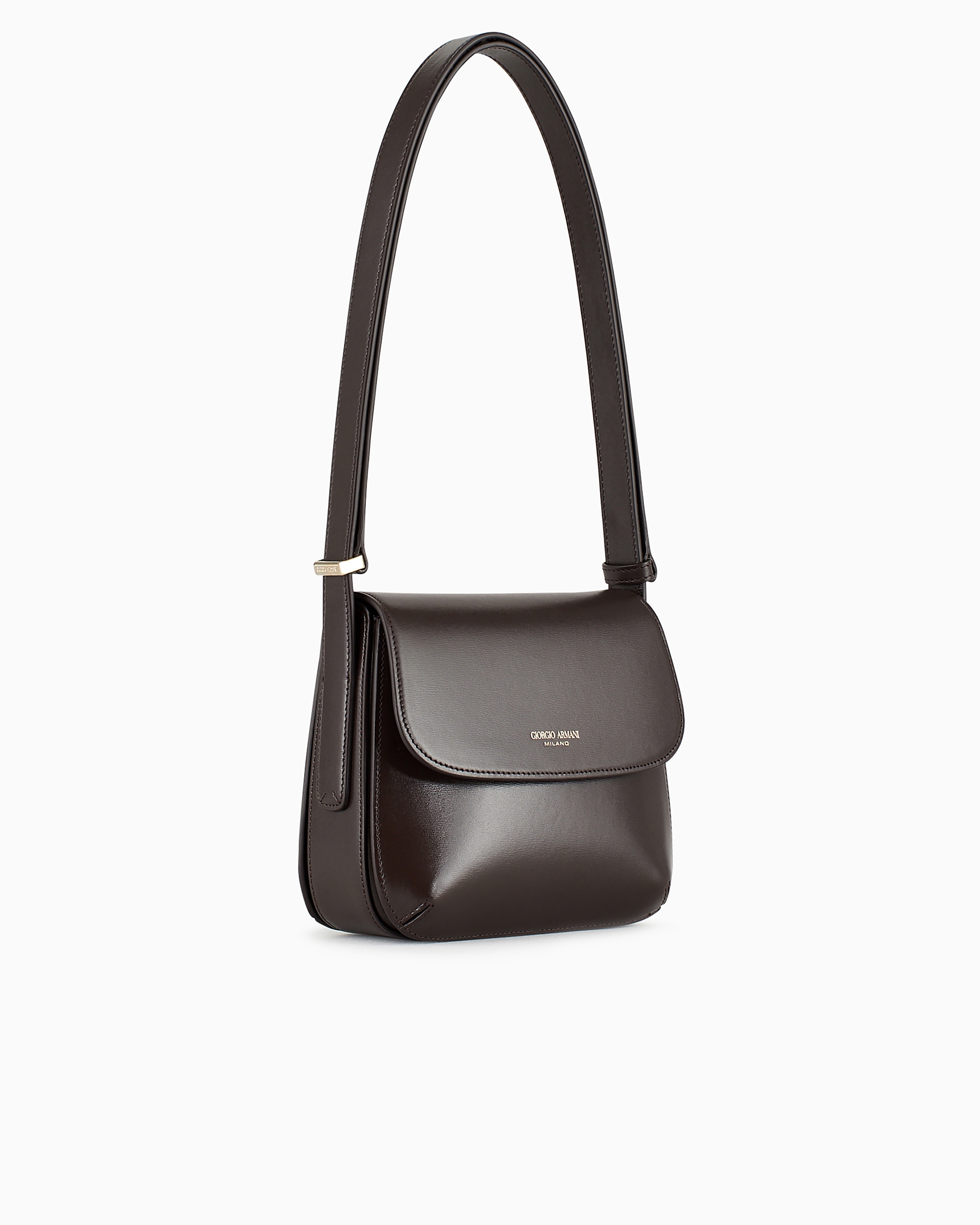 Giorgio Armani Official Store Small Palmellato-leather La Prima Bag In Brown