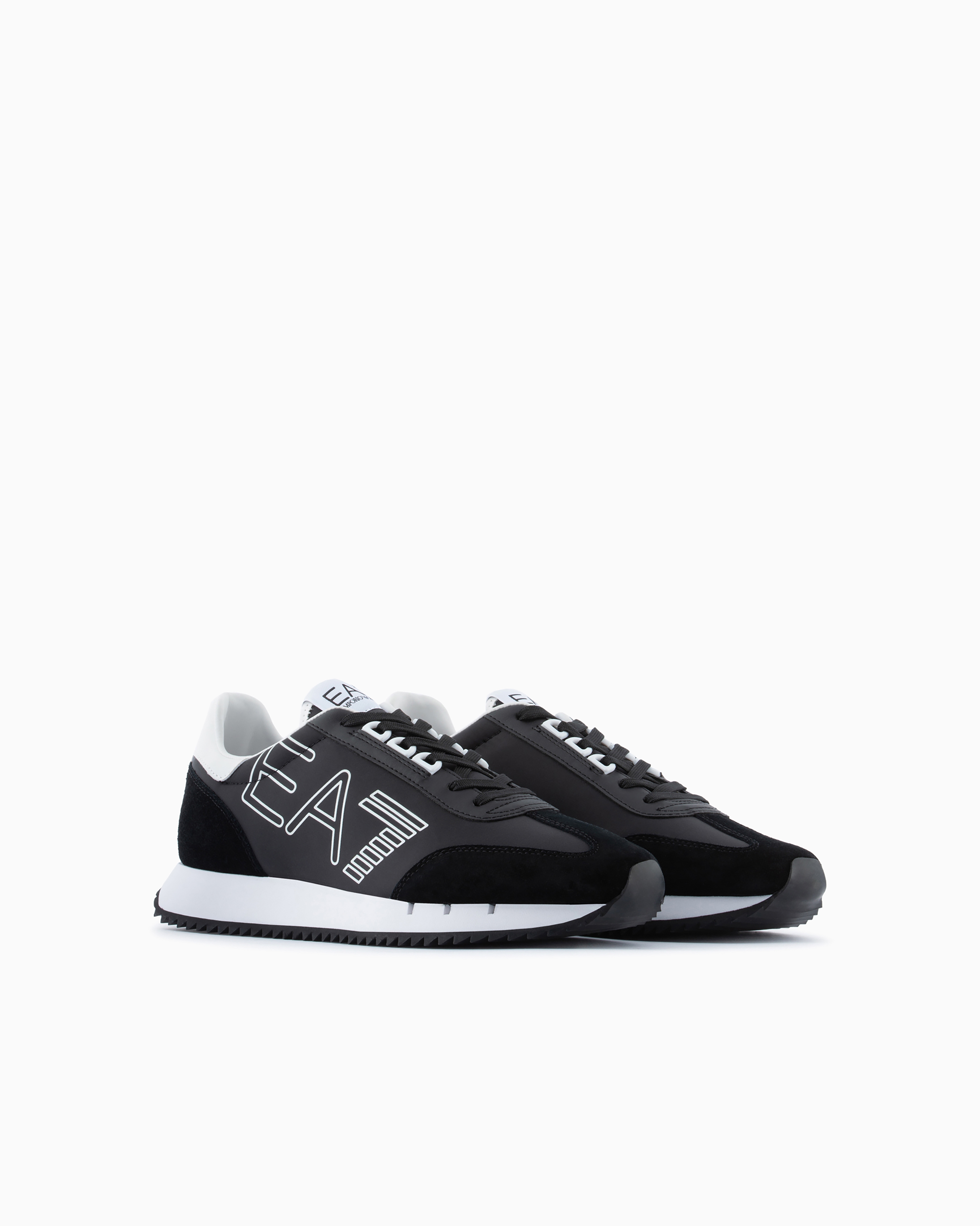 EMPORIO ARMANI BLACK AND WHITE VINTAGE SNEAKERS 