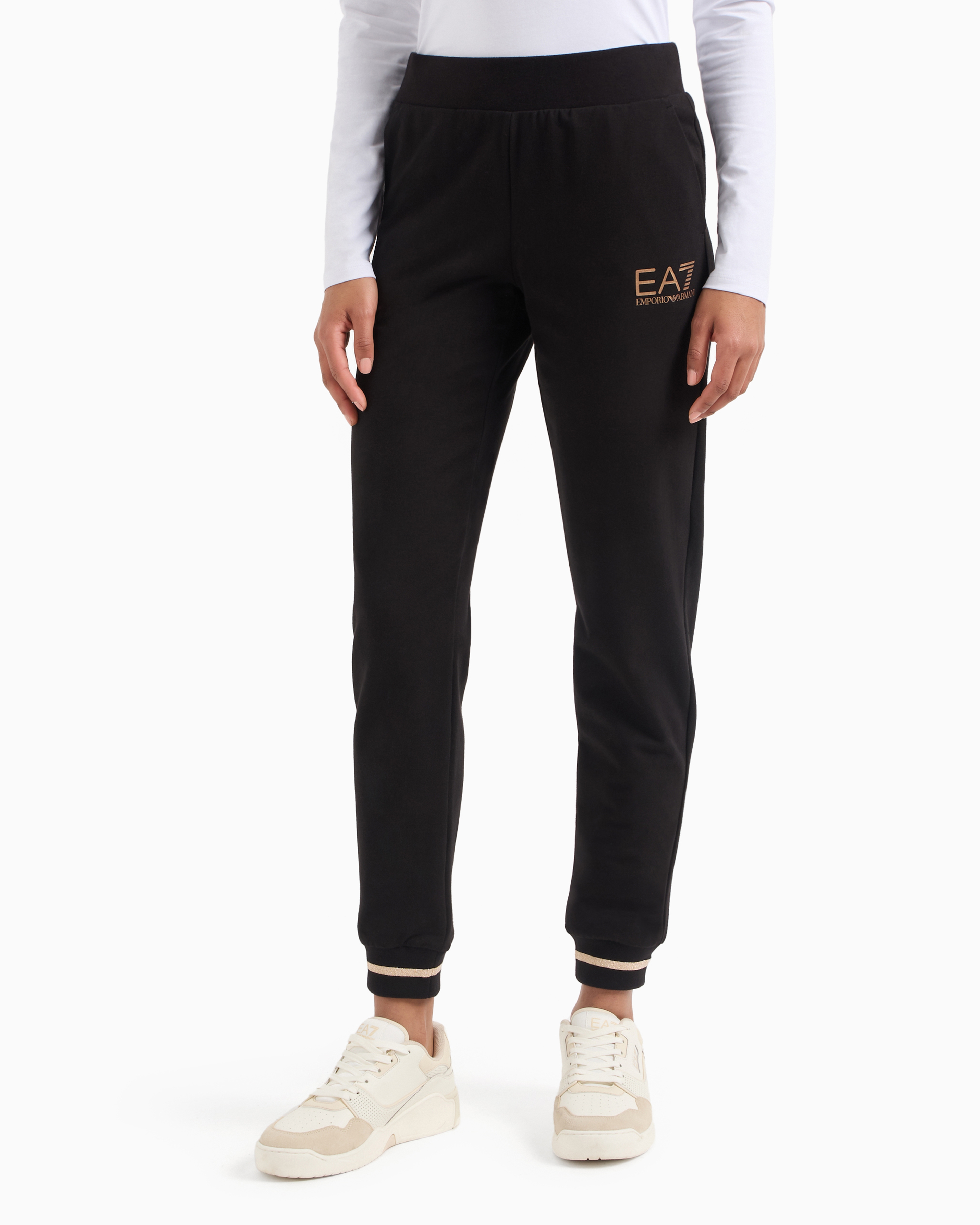 Ea7 Official Store Core Lady Stretch-cotton Joggers In Black