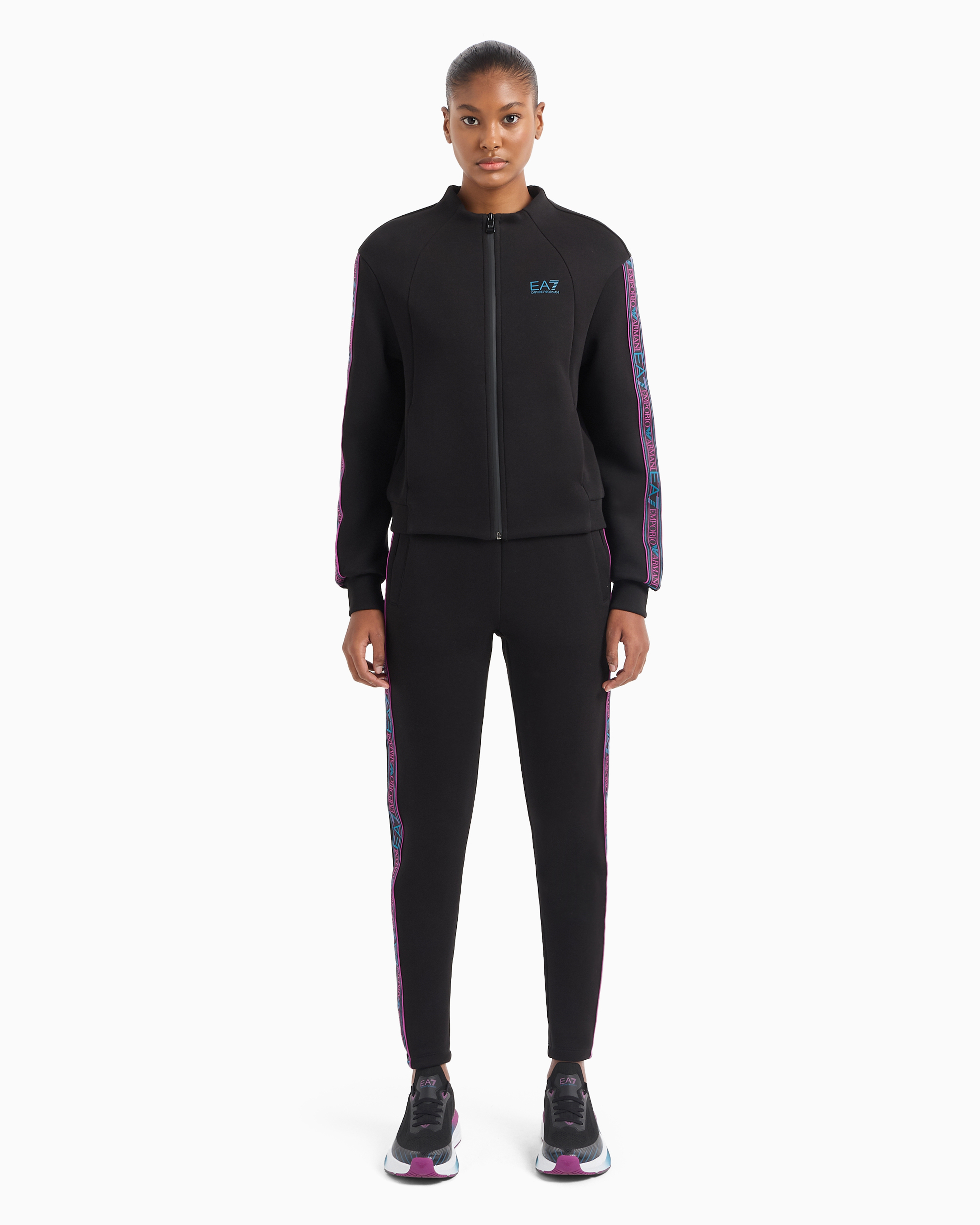 Shop Ea7 Dynamic Athlete Tracksuit In Natural Ventus7 Technical Fabric In Black