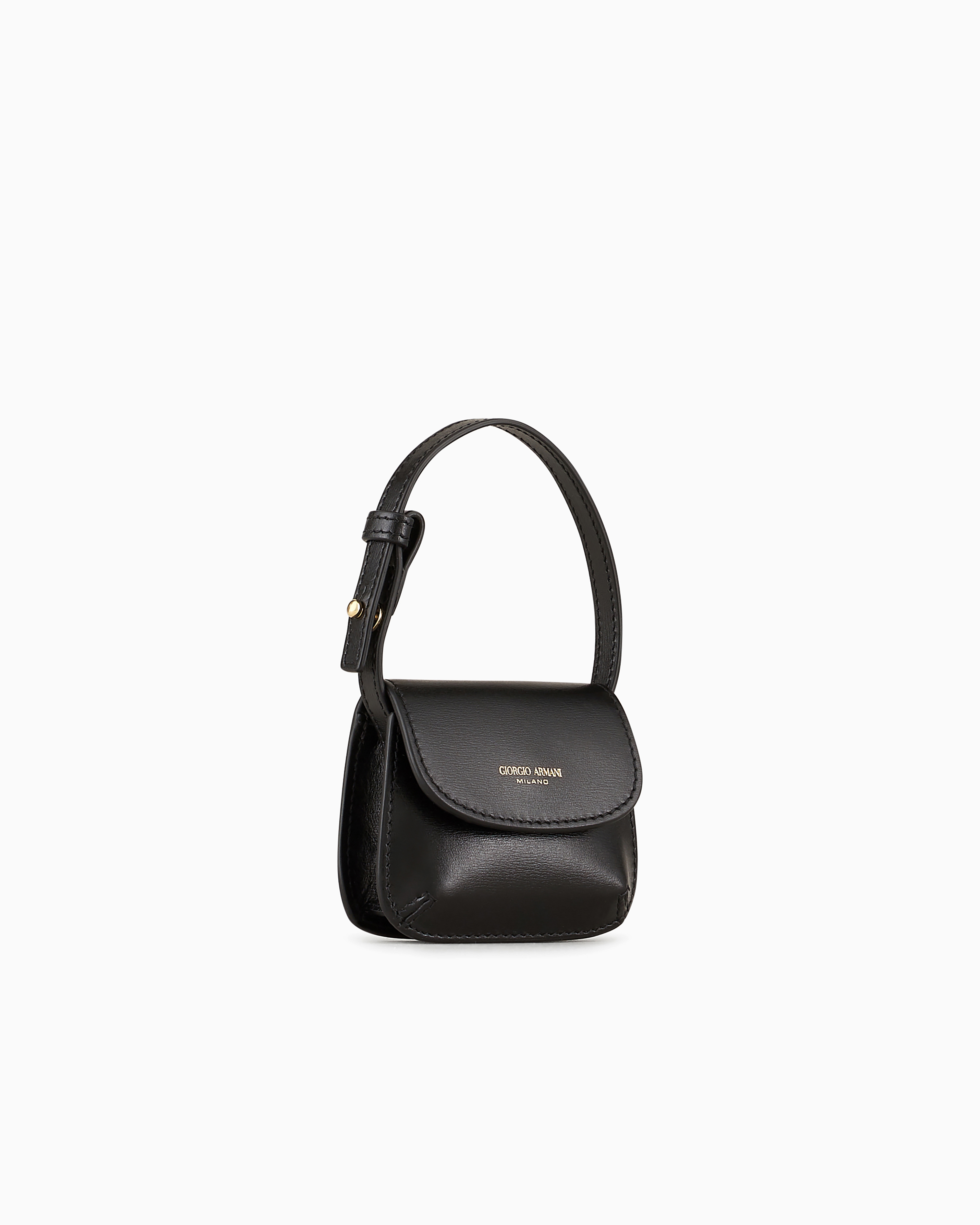 Giorgio Armani Official Store La Prima Palmellato Leather Mini-charm In Black