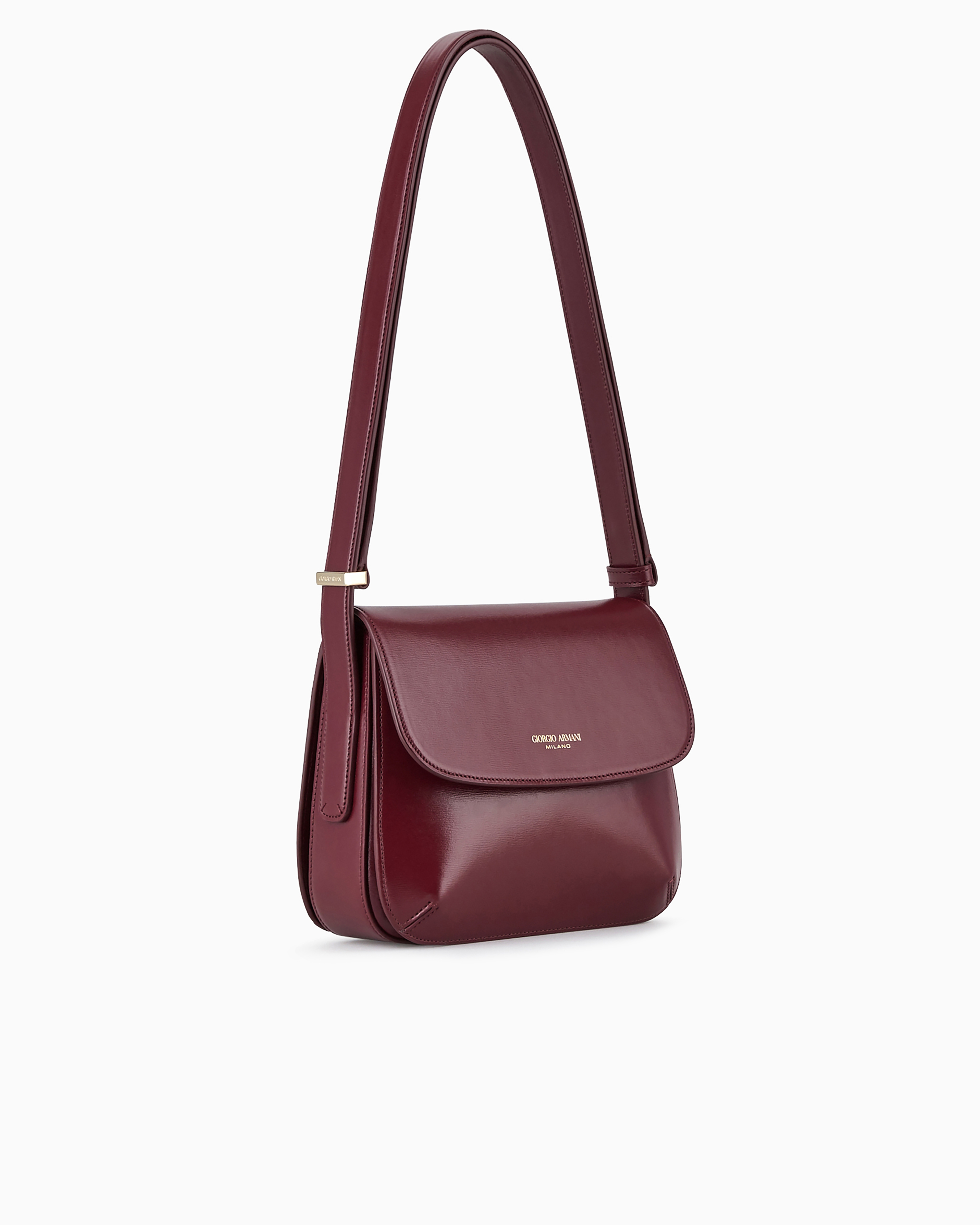 Giorgio Armani Official Store Small Palmellato-leather La Prima Bag In Bordeaux