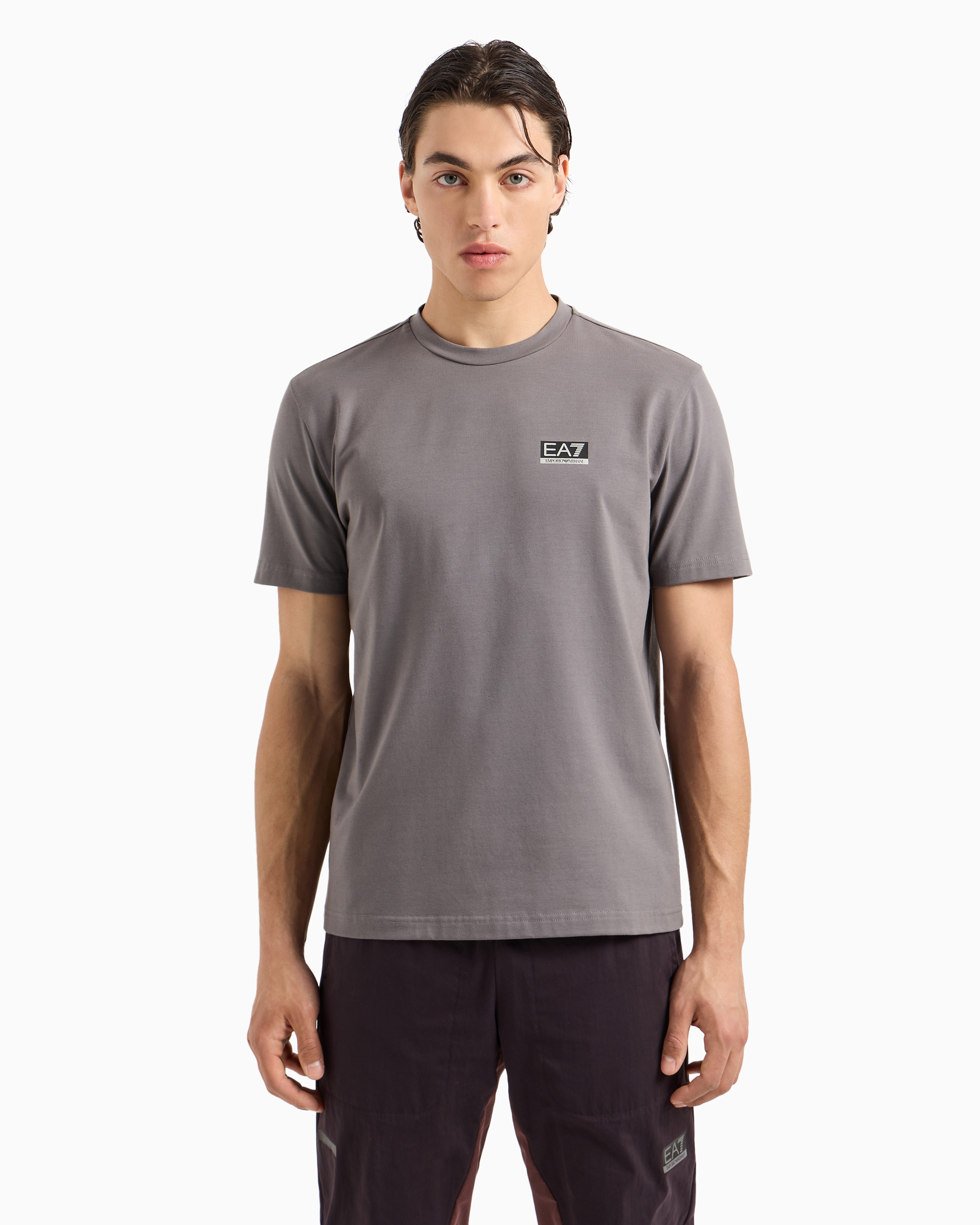 EA7 DYNAMIC ATHLETE CREW-NECK T-SHIRT IN NATURAL VENTUS7 TECHNICAL FABRIC 