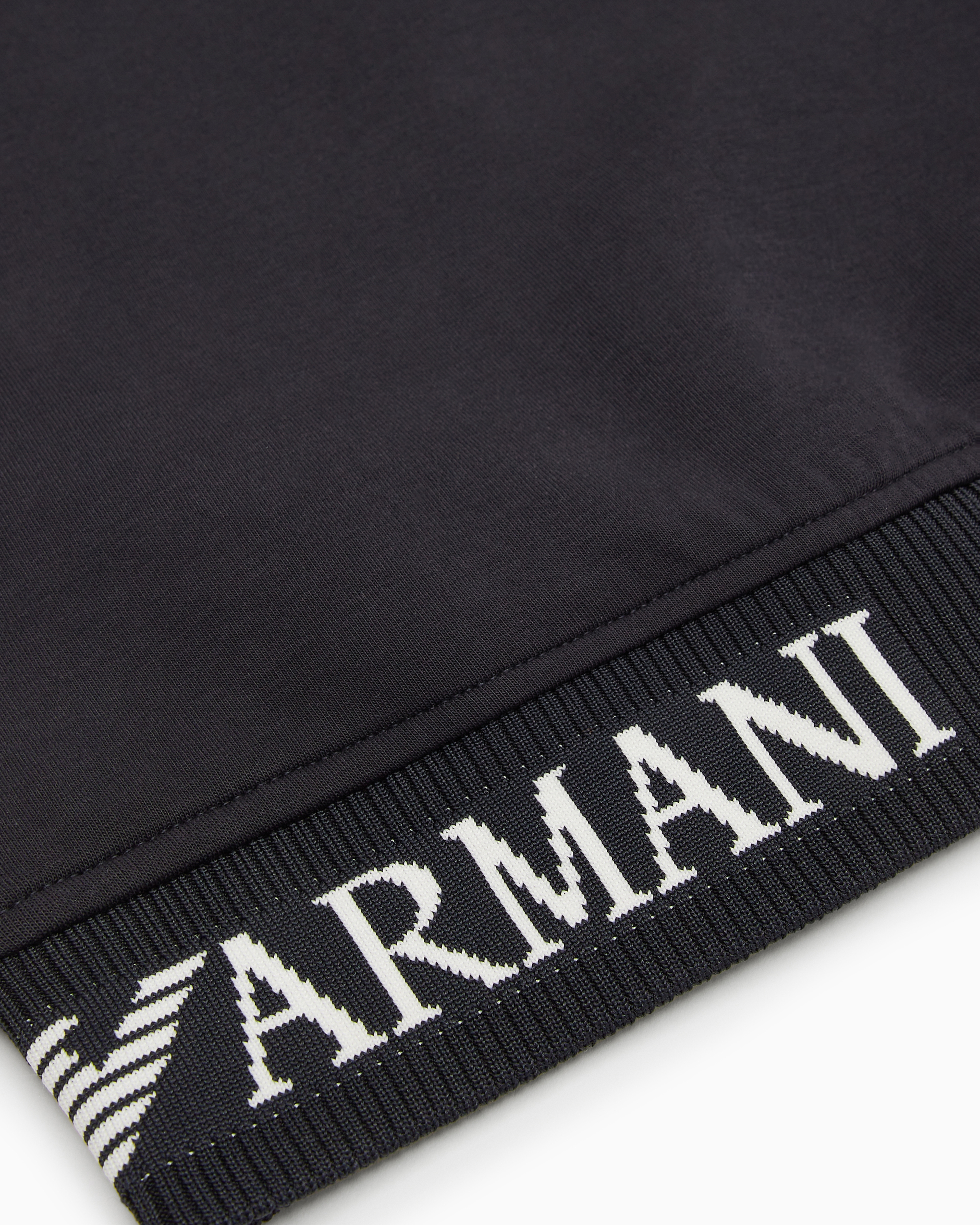 Shop Emporio Armani Comfort-fit, Double-jersey Sweatshirt With Jacquard Logo In Navy Blue