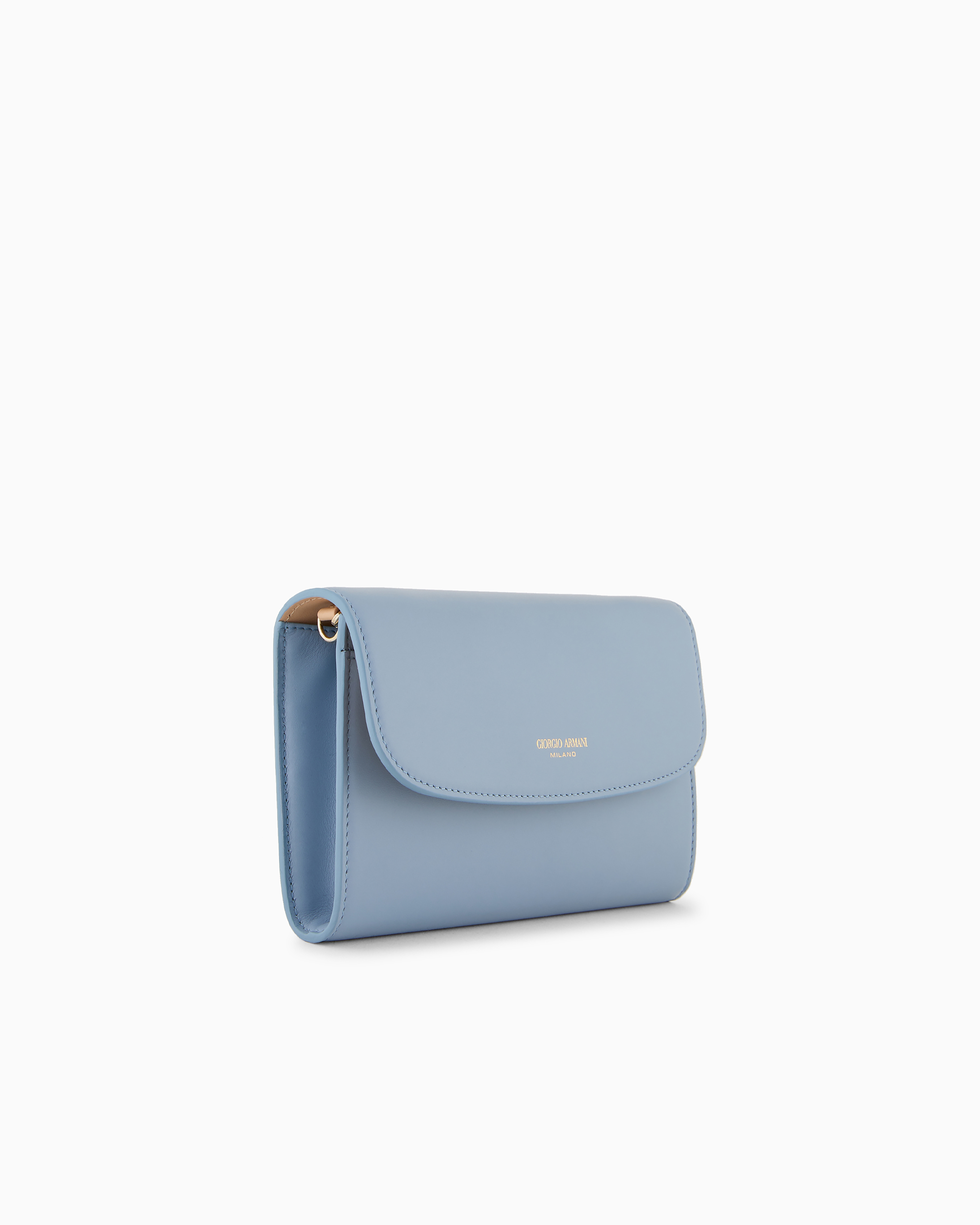 Shop Giorgio Armani Glossy Leather La Prima Clutch Bag In Azure