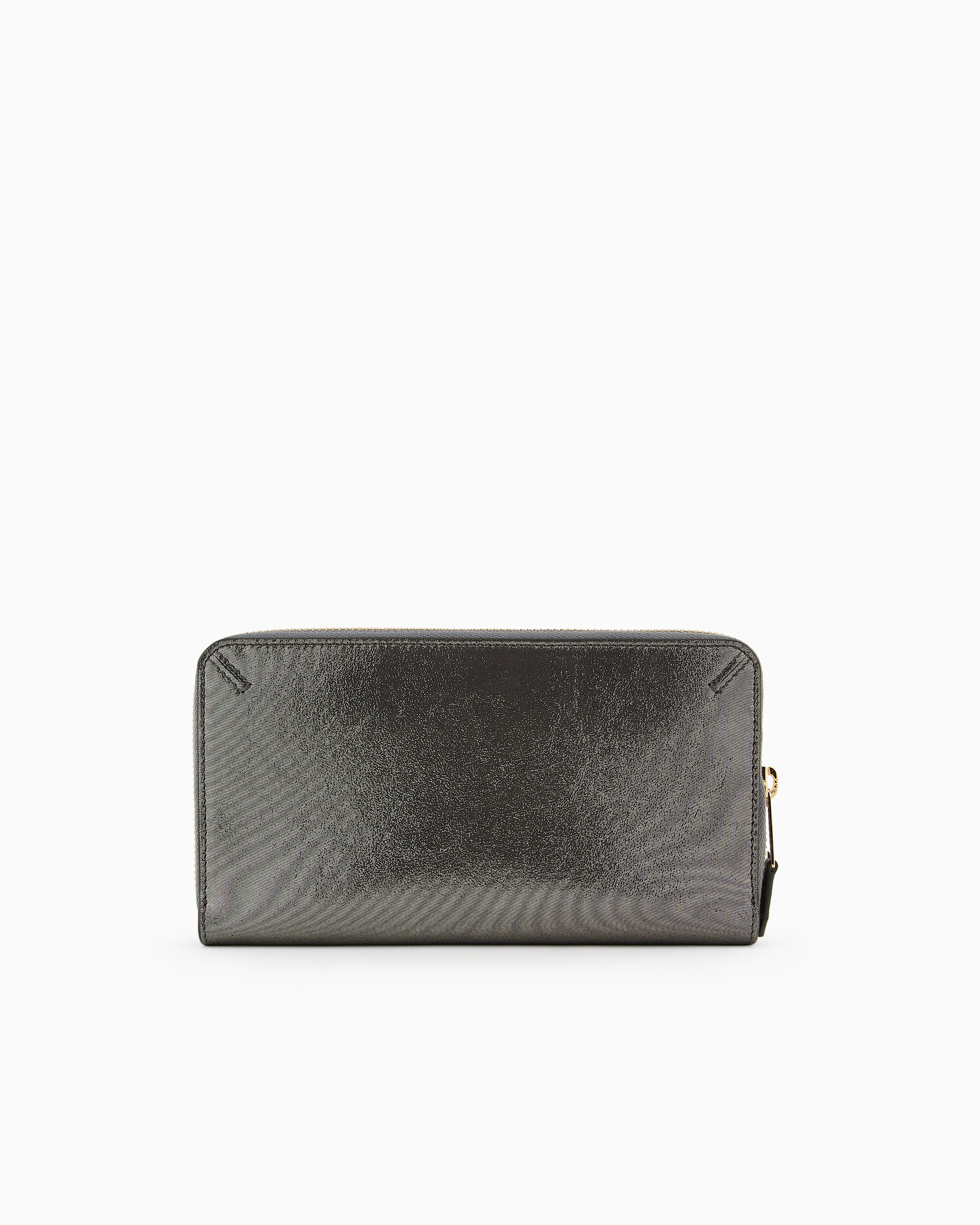 Giorgio Armani Official Store La Prima Wraparound Zip Wallet In Glossy Nubuck In Black