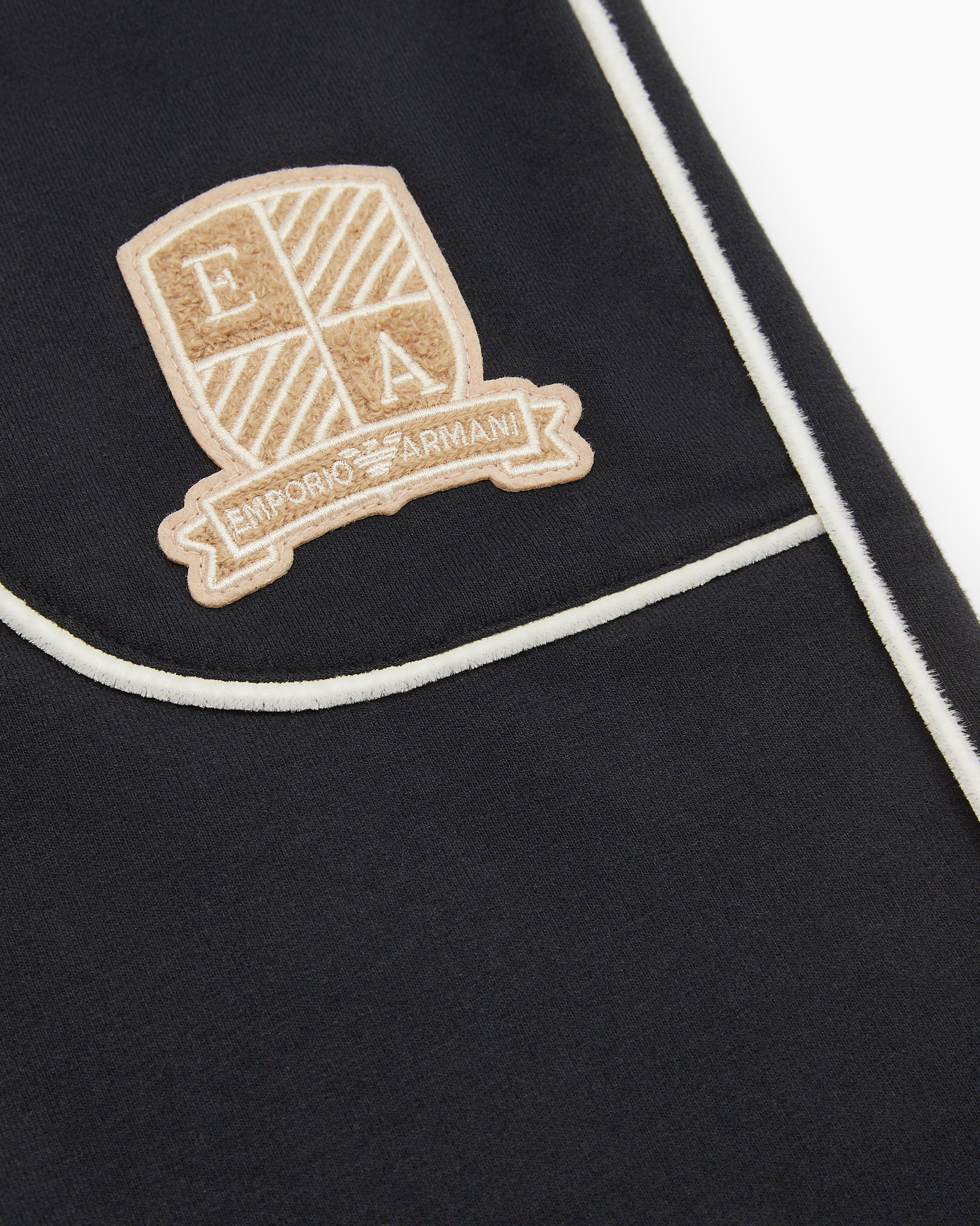 Shop Emporio Armani Loose-fit Jersey Bermuda Shorts With Logo Crest Patch In Navy Blue